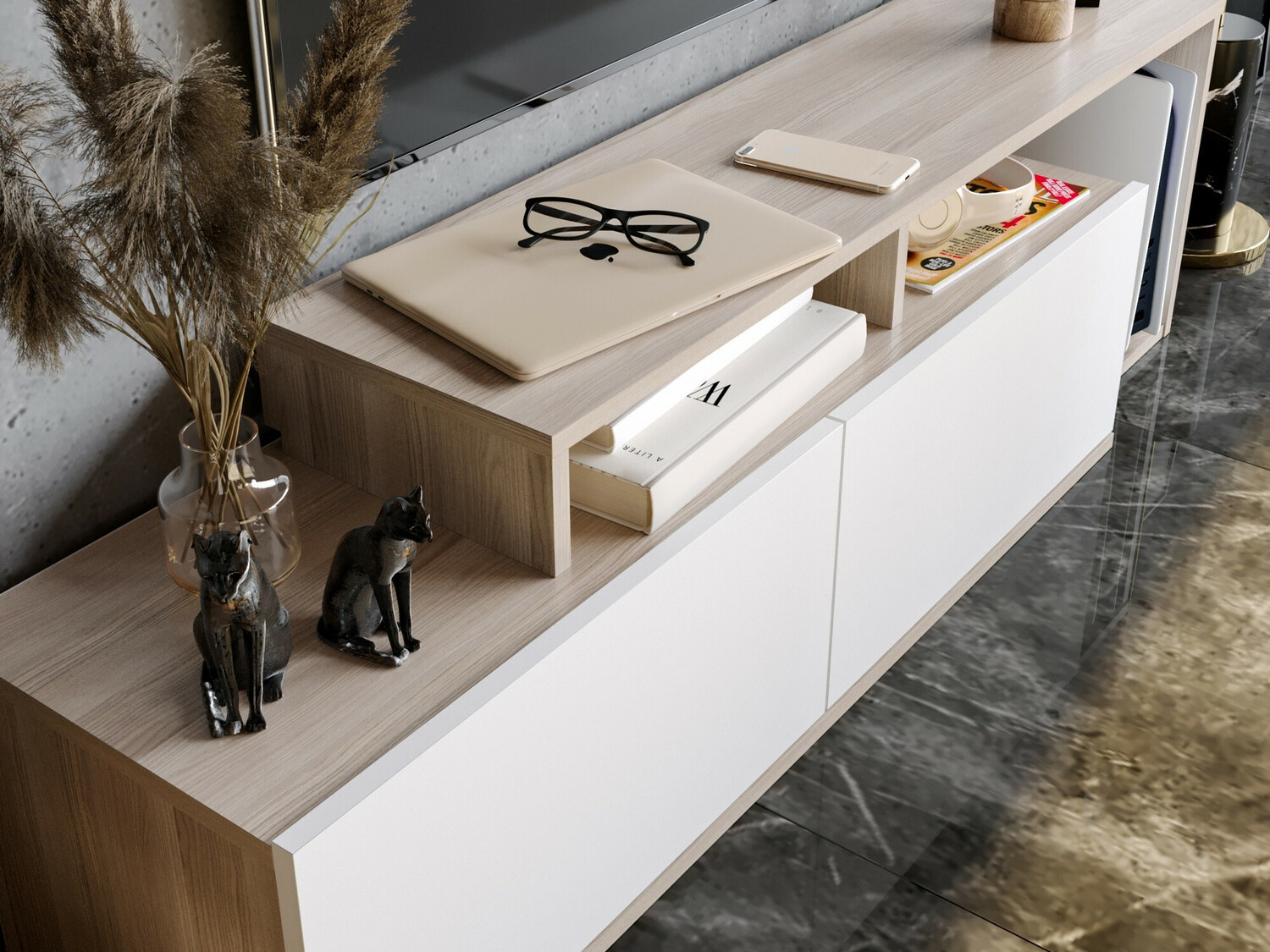 TV stol Kailua 1319 (Bijela + Orah)