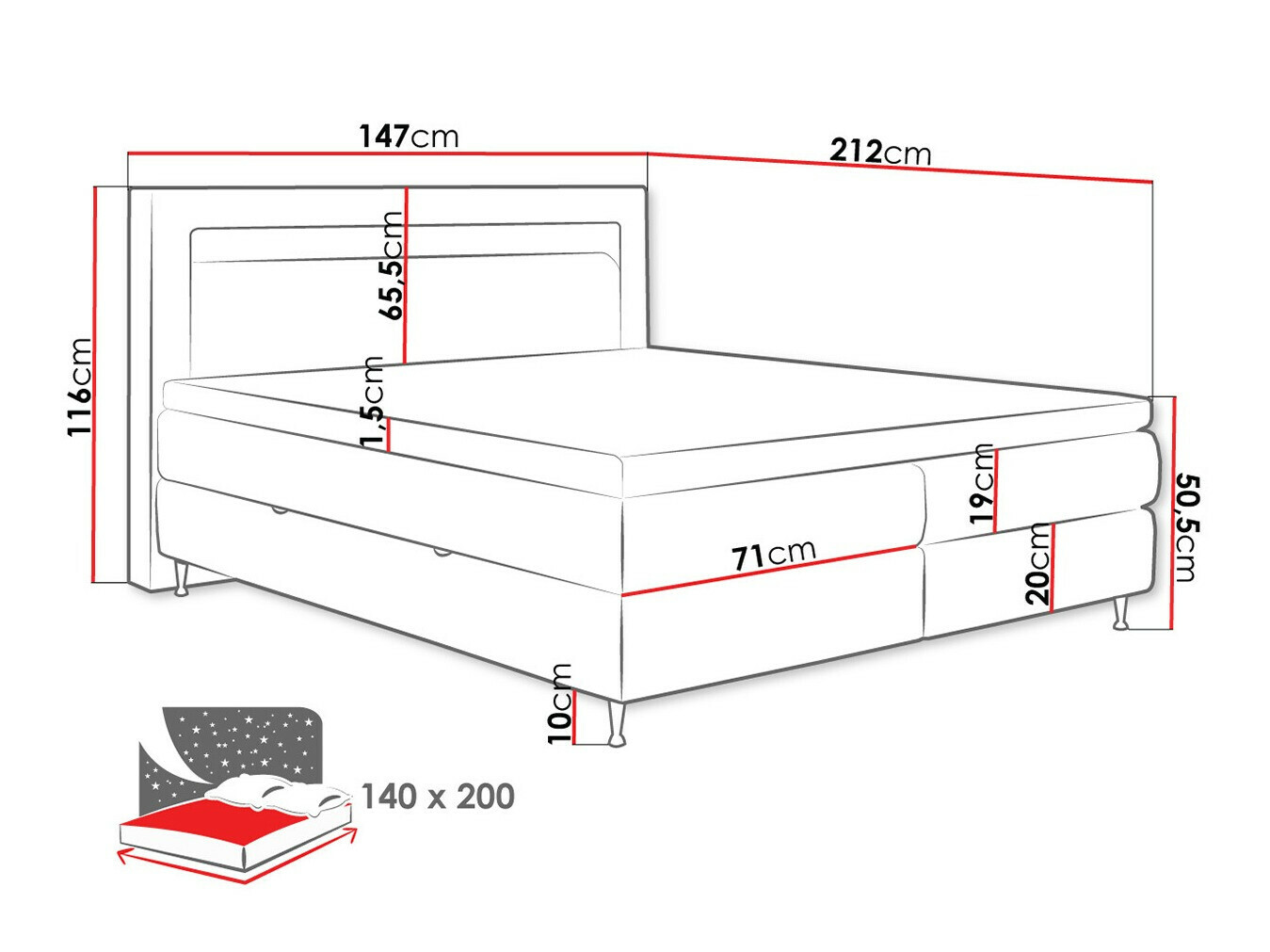 Boxspring krevet ComfiDream 182 (Soft 017)
