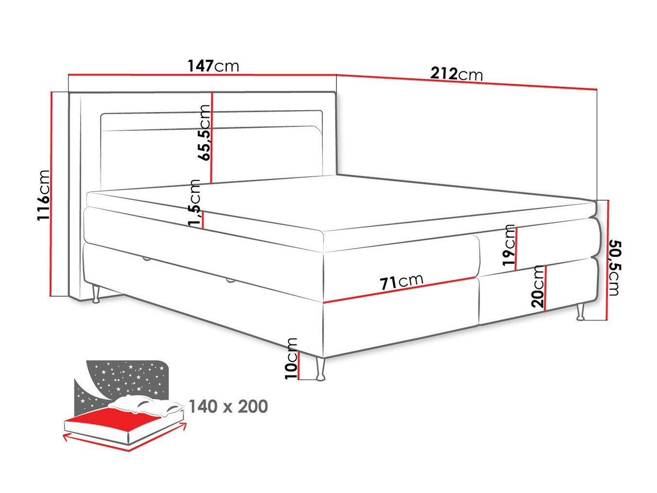 Boxspring krevet ComfiDream Celara (Soft 011)