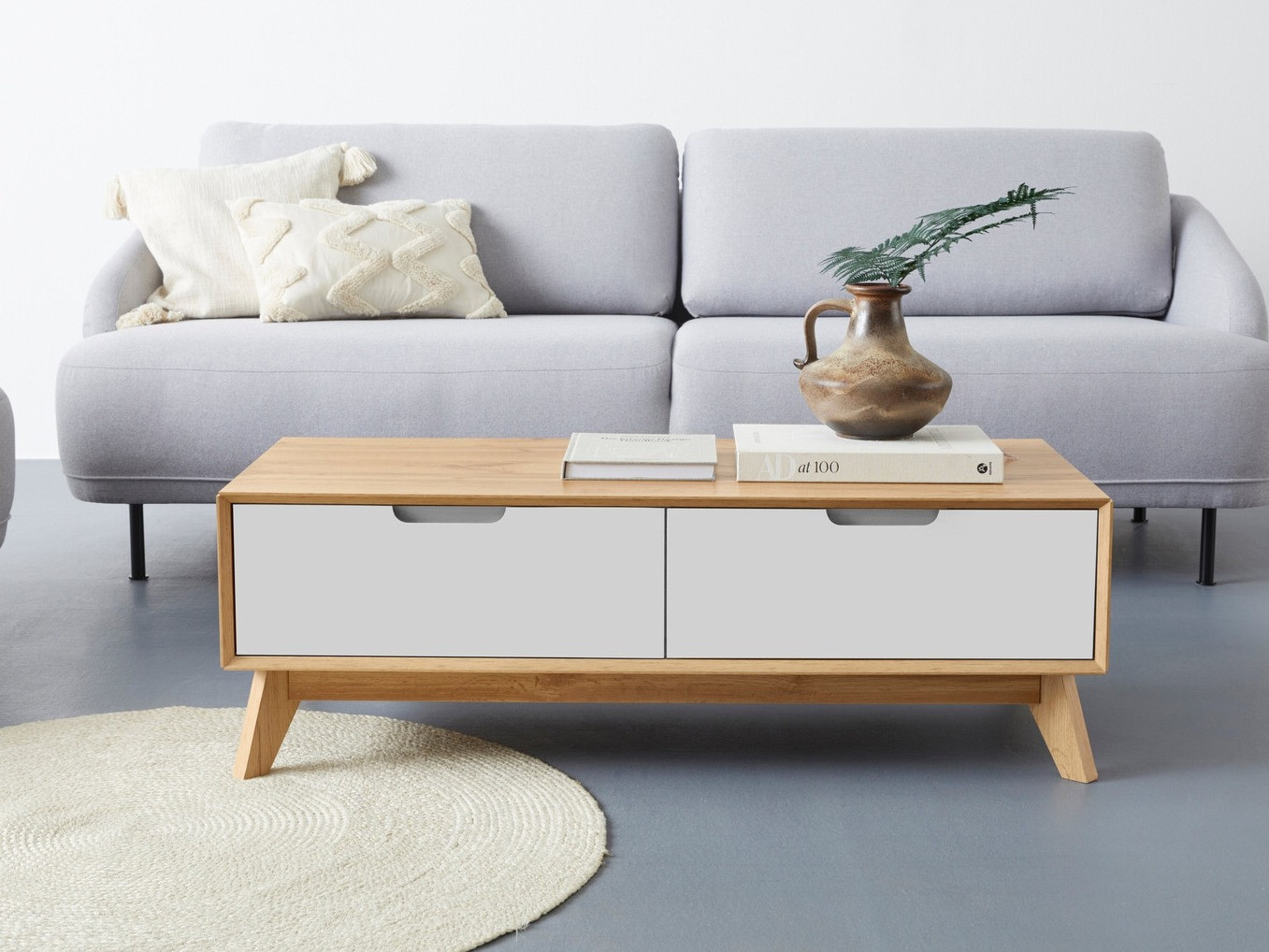 Stolić za kavu Dorvou 103 (Bijela + Hrast)