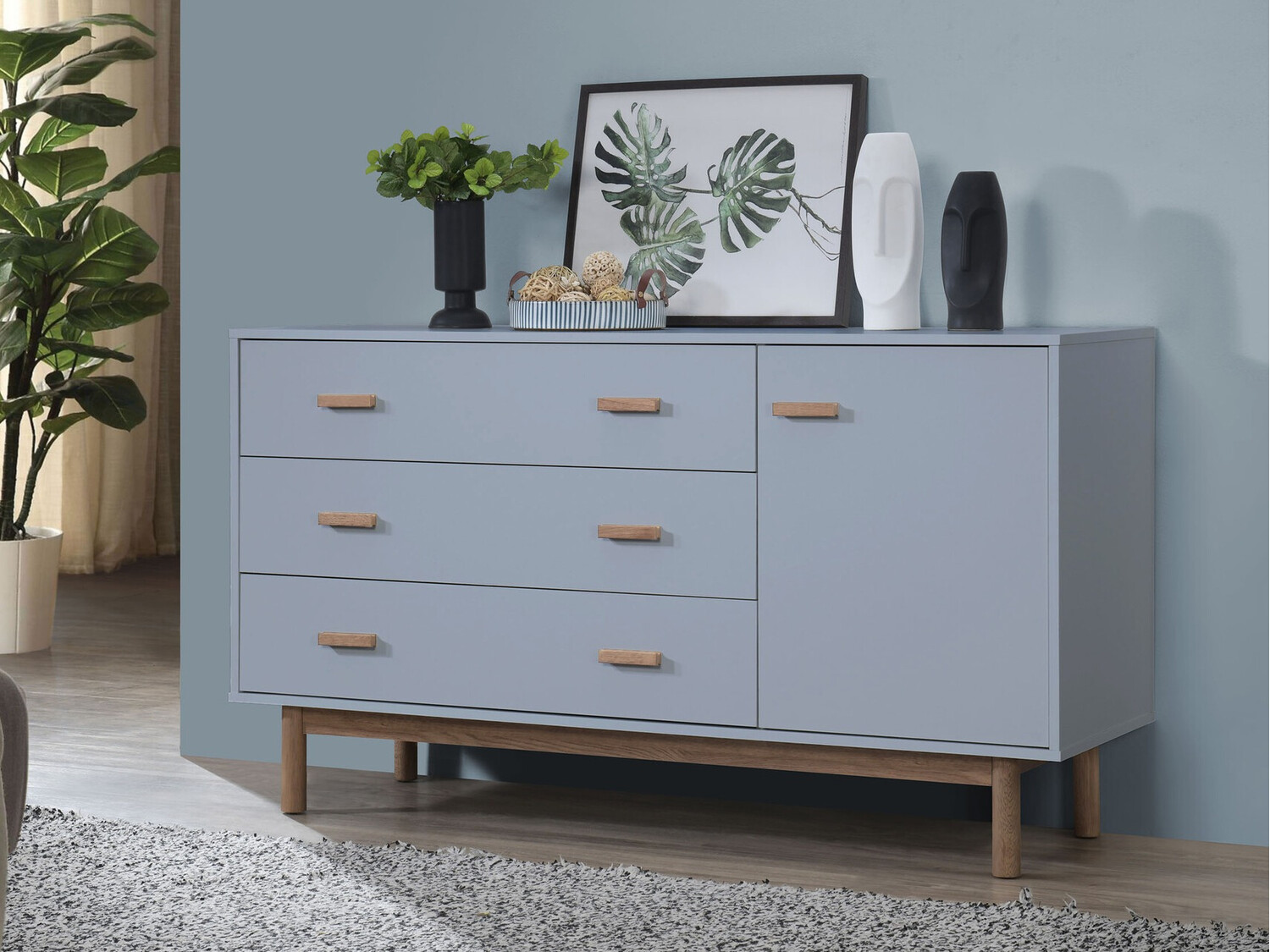 Komoda Nolcalu 100 (Siva + Hrast)