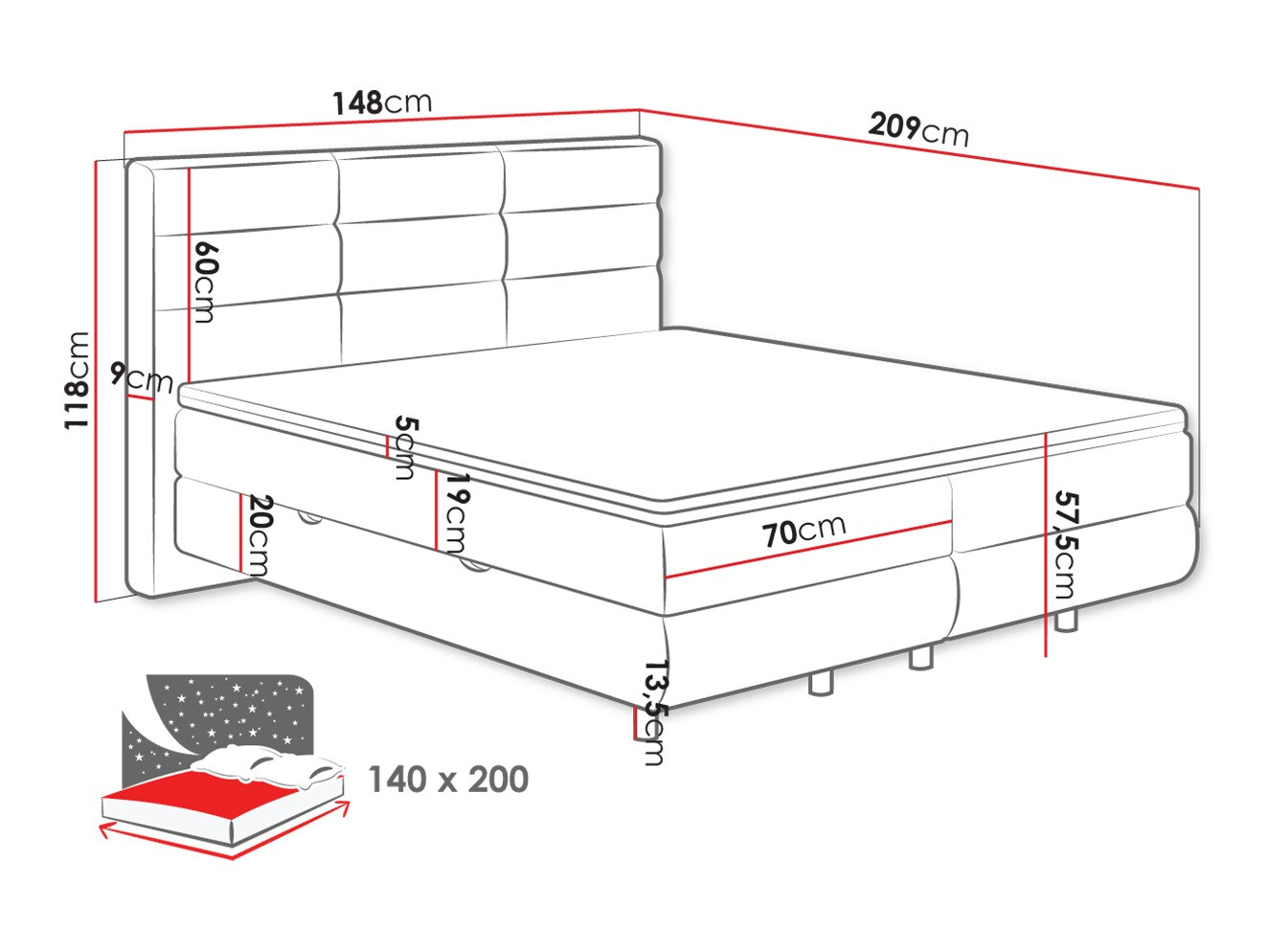 Boxspring krevet ComfiDream Serena (Barrel 90)