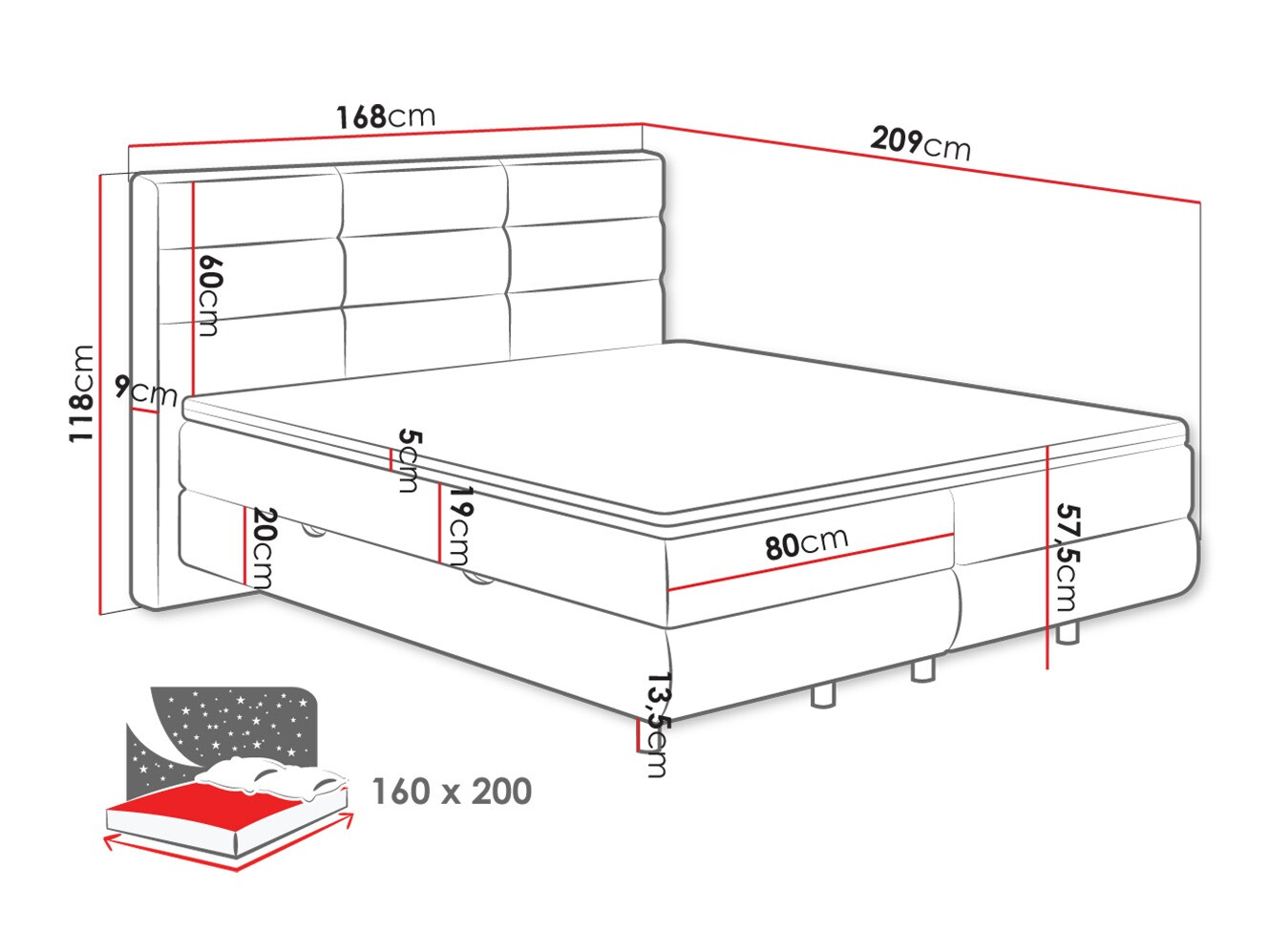Boxspring krevet ComfiDream Serena (Barrel 90)