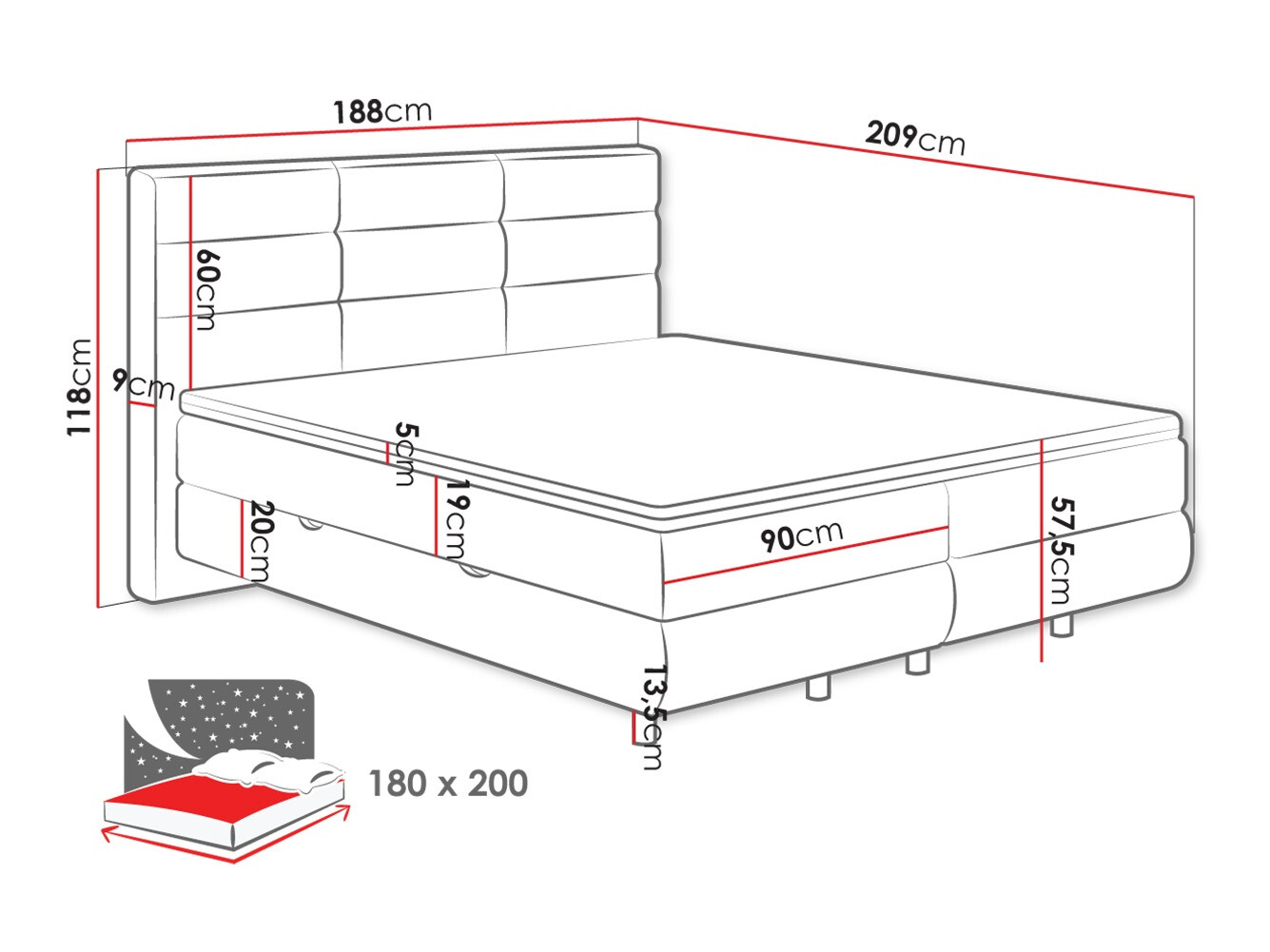 Boxspring krevet ComfiDream Serena (Barrel 90)
