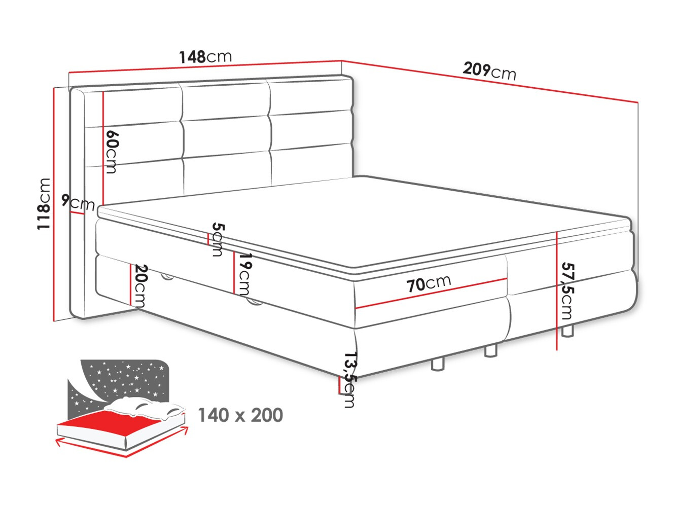 Boxspring krevet ComfiDream Serena (Barrel 97)