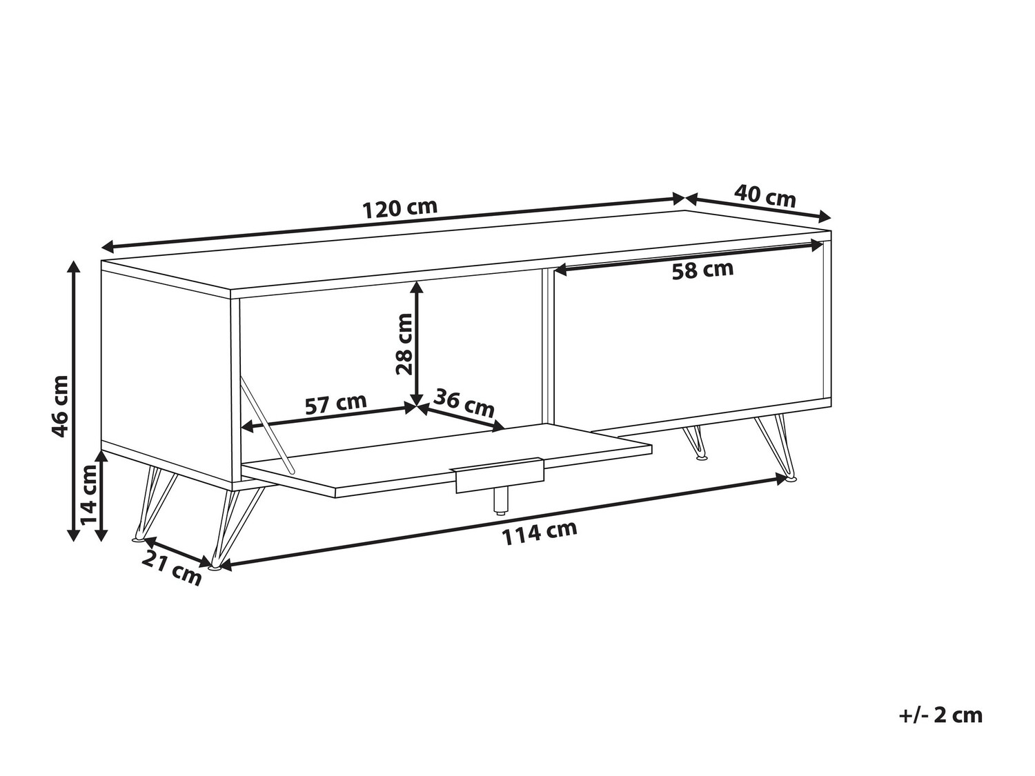 TV stol Berwyn 168 (Crna + Svijetlo drvo)