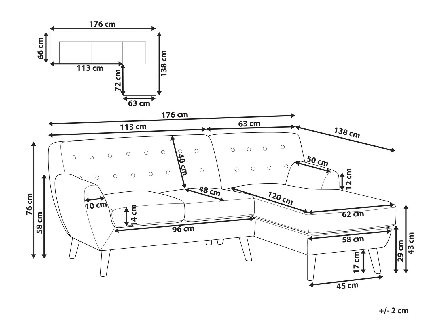 Kutna garnitura Berwyn 213 (Plava)