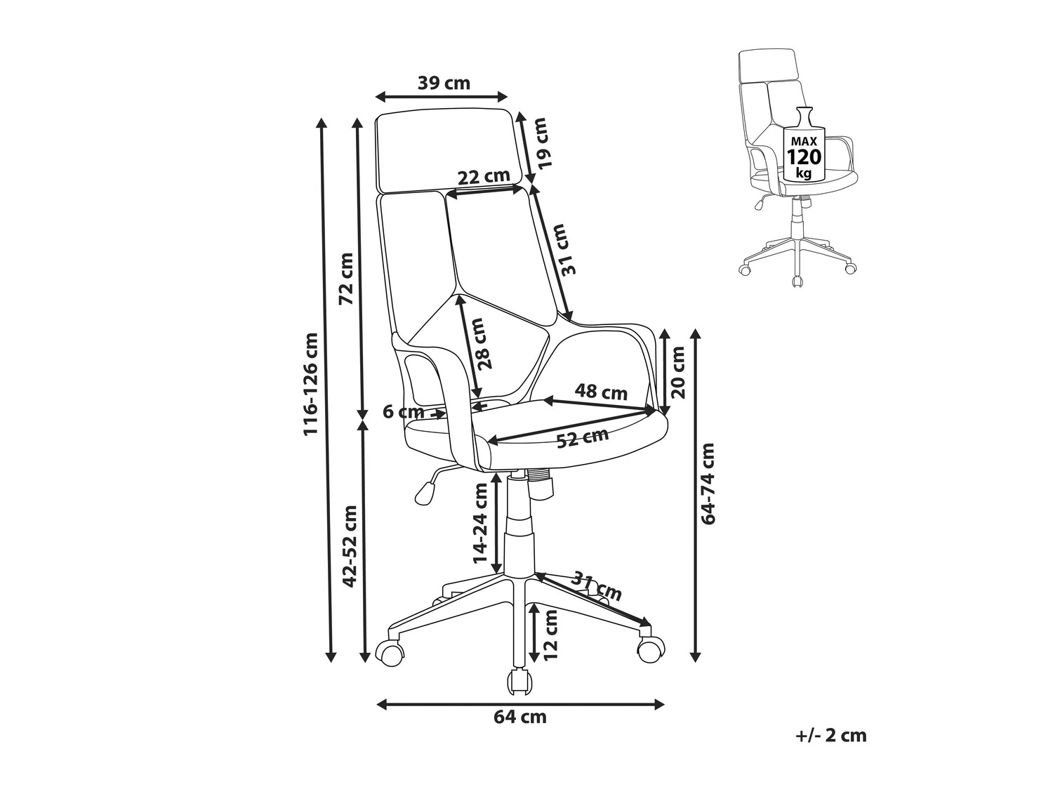 Uredska stolica Berwyn 208 (Crna + Tirkiz)
