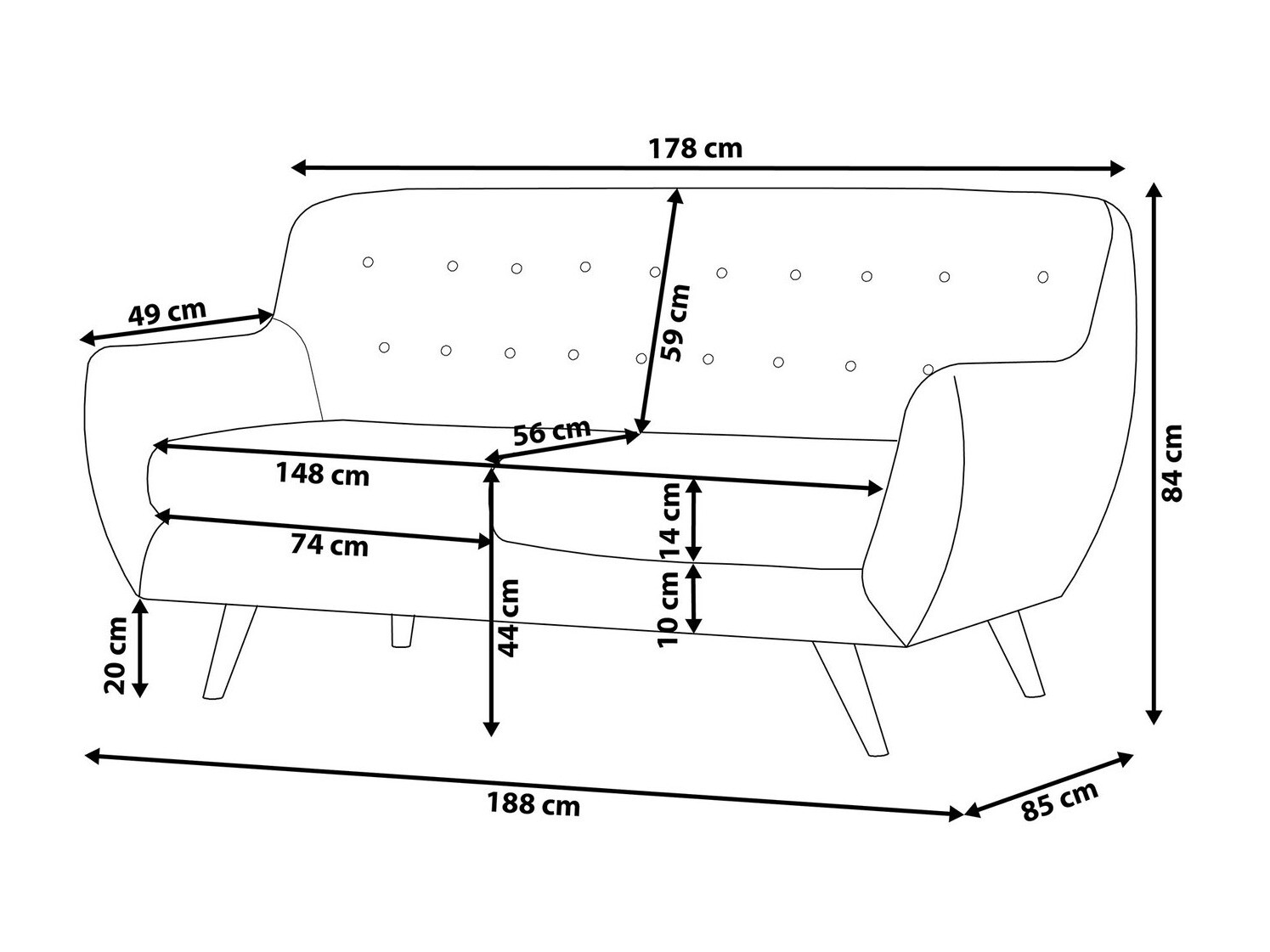 Kauč Berwyn 223 (Zelena)