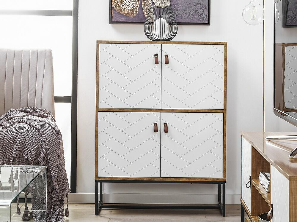 Ormarić Fiotivu 100 (Bijela + Crna + Svijetlo drvo)