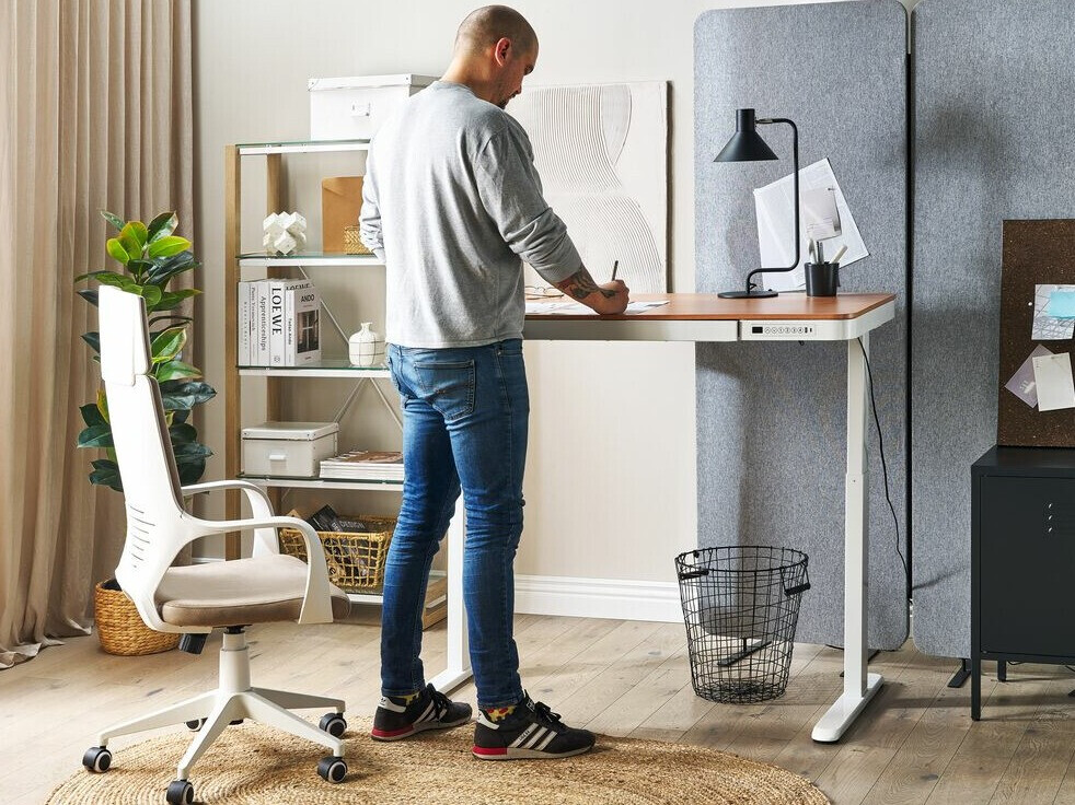 Radni stol podesiv po visini Berwyn 224 (Bijela + Svijetlo drvo)