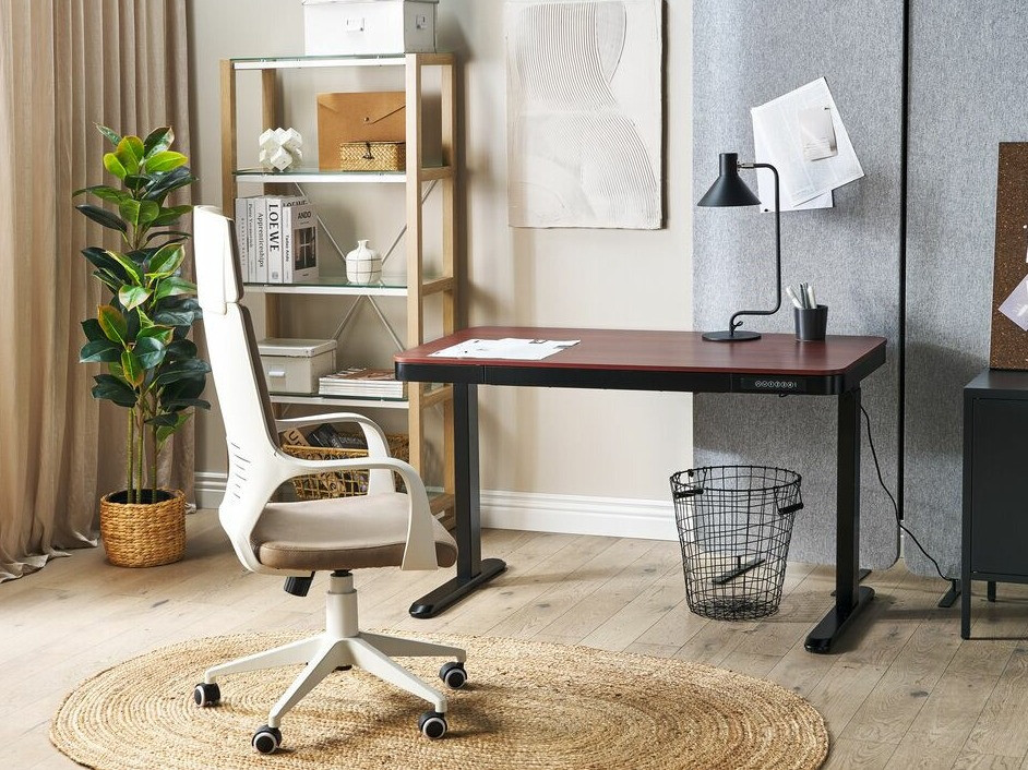 Radni stol podesiv po visini Berwyn 224 (Crna + Tamno drvo)