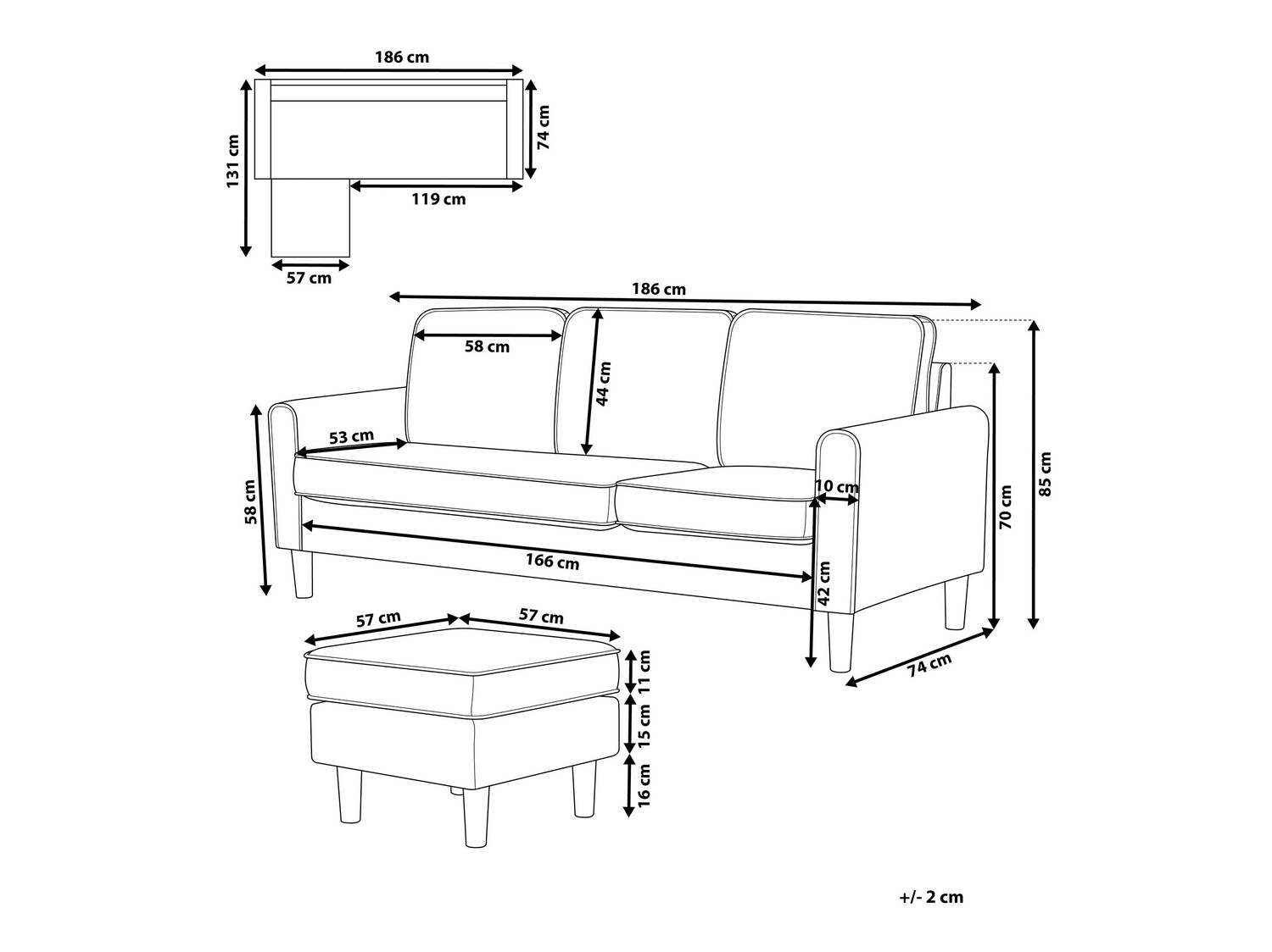 Sofa Berwyn 239 (Siva)