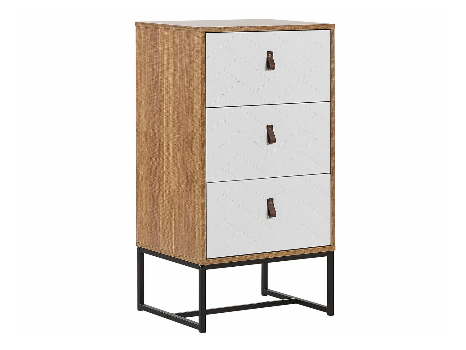 Komoda Fiotivu 103 (Bijela + Crna + Svijetlo drvo)