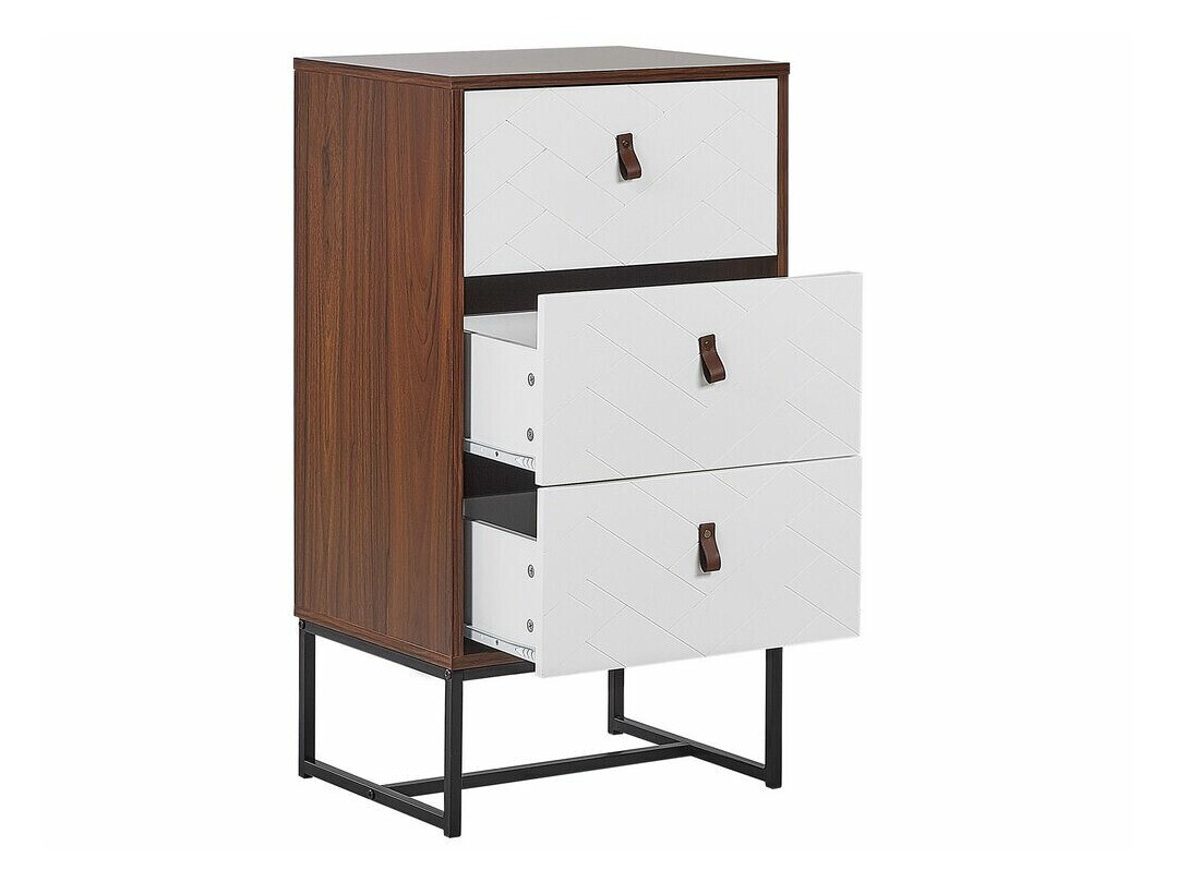 Komoda Fiotivu 103 (Bijela + Crna + Tamno drvo)