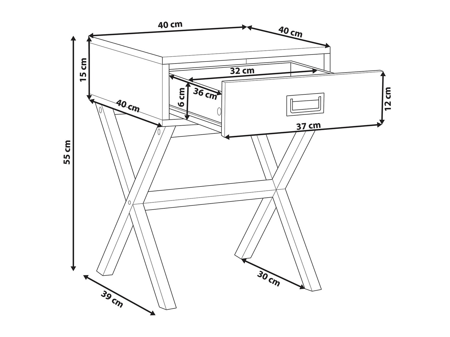 Noćni ormarić Berwyn 265 (Crna)