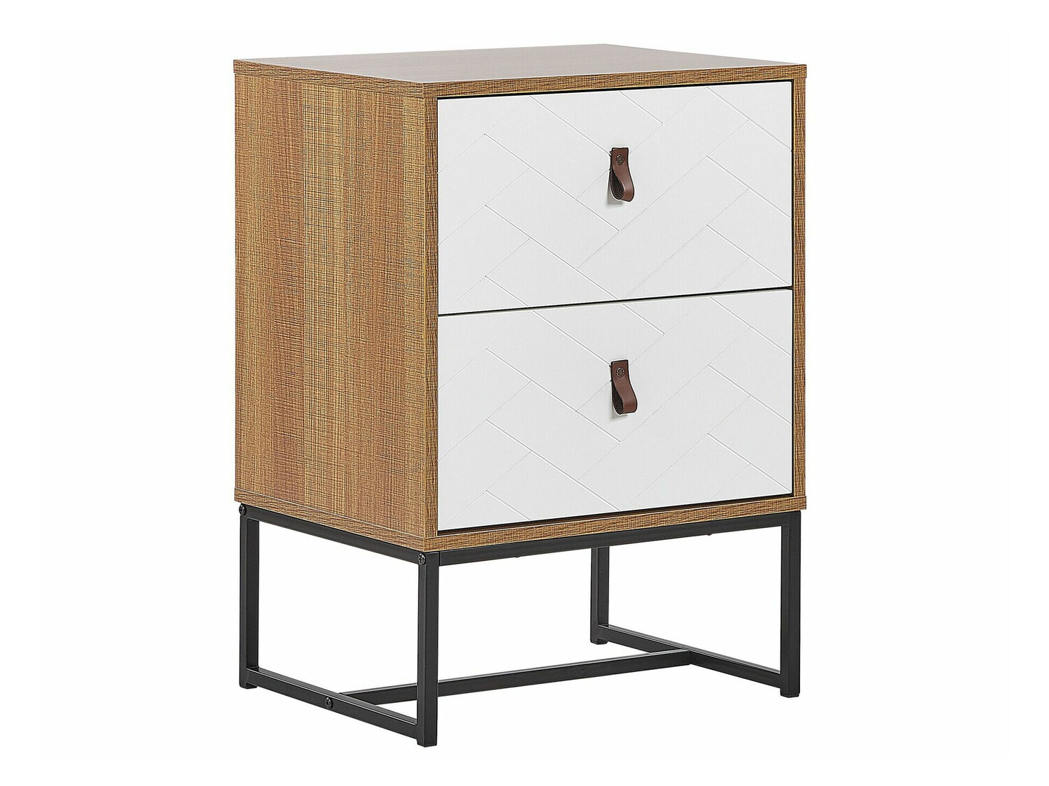 Noćni ormarić Fiotivu 104 (Bijela + Crna + Svijetlo drvo)