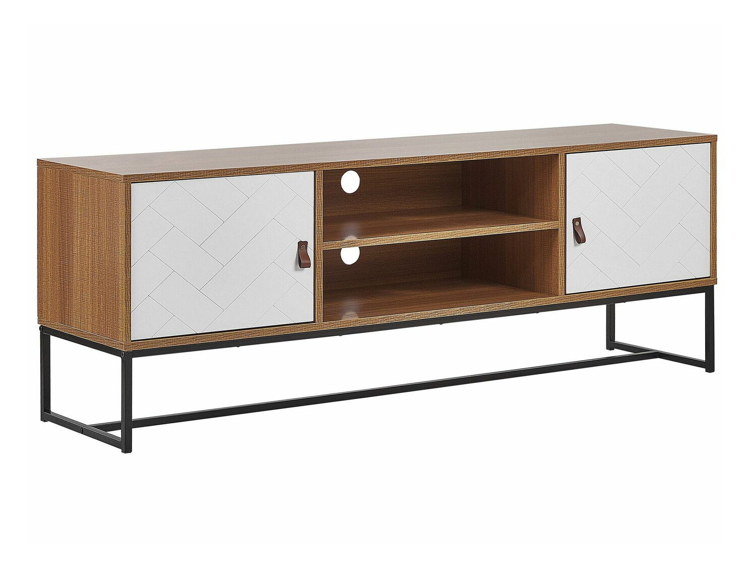 TV stol Fiotivu 102 (Bijela + Crna + Svijetlo drvo)