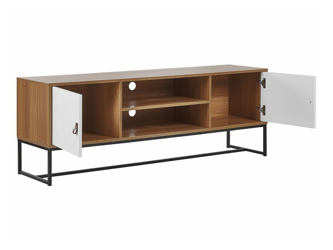 TV stol Fiotivu 102 (Bijela + Crna + Svijetlo drvo)