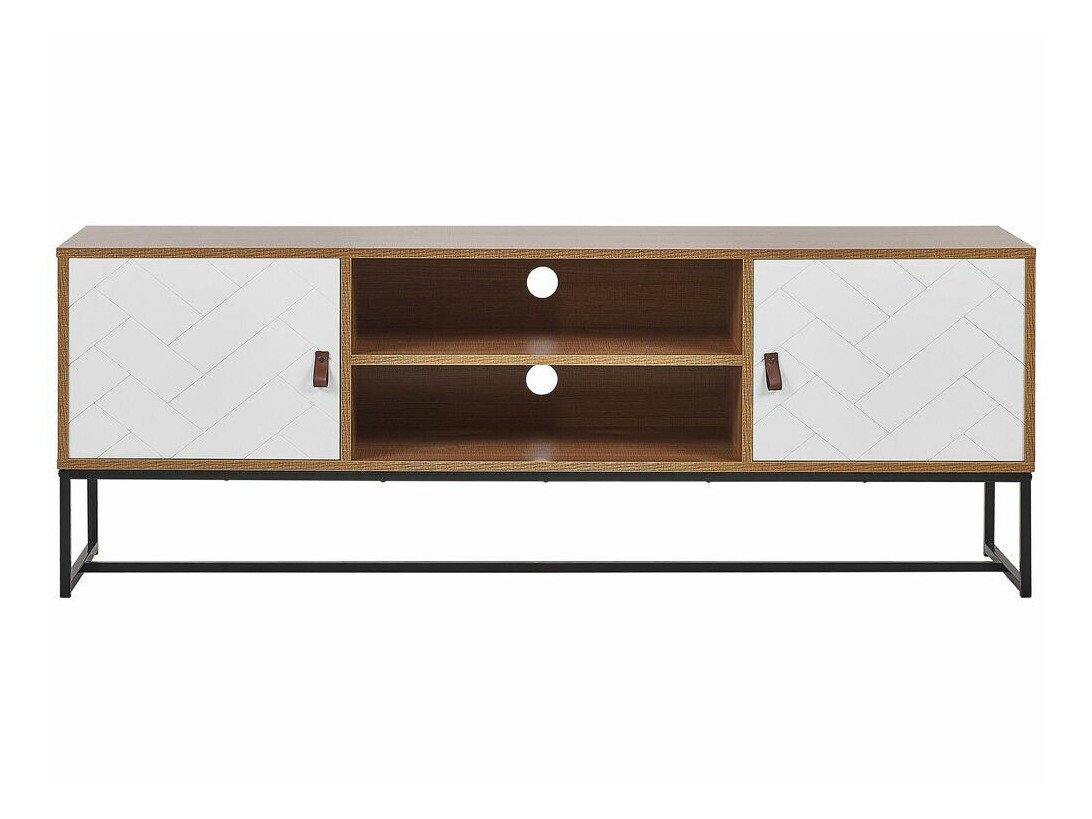 TV stol Fiotivu 102 (Bijela + Crna + Svijetlo drvo)