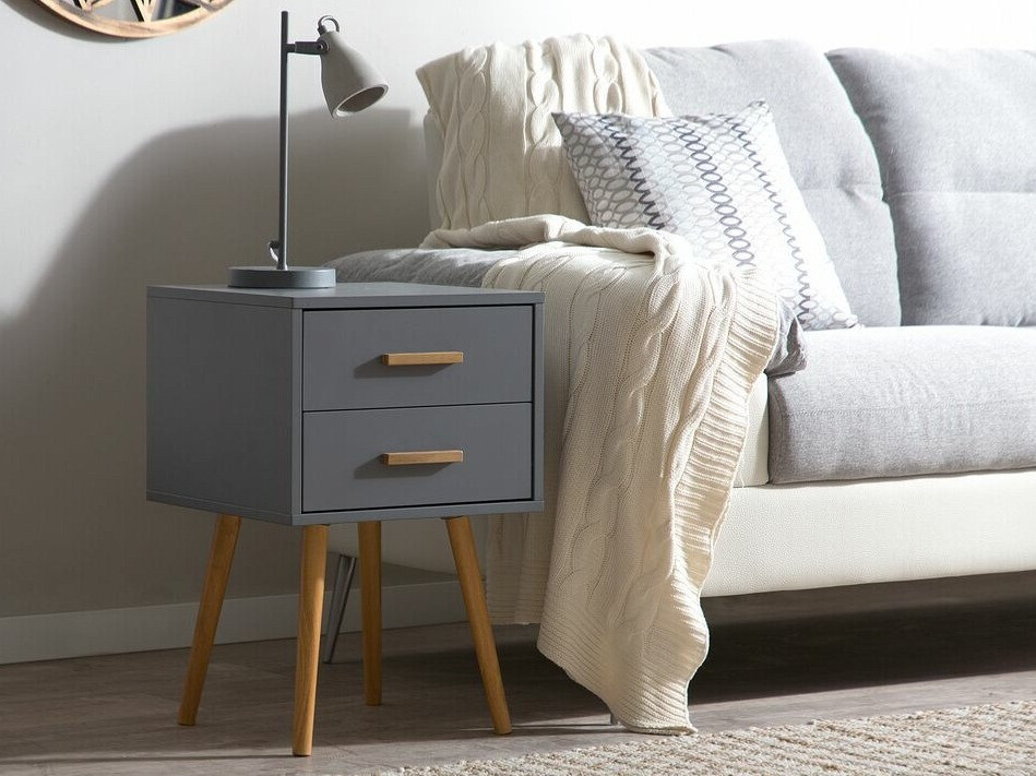 Noćni ormarić Berwyn 281 (Siva + Svijetlo drvo)
