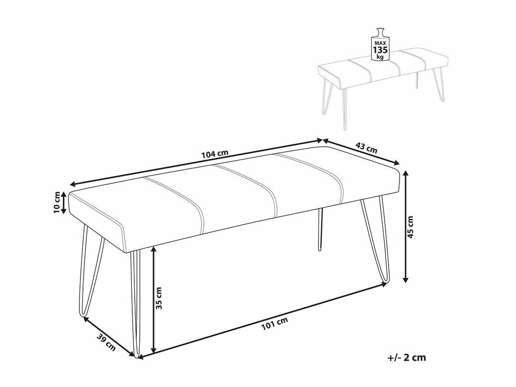 Tapecirana klupa Berwyn 291 (Bež)