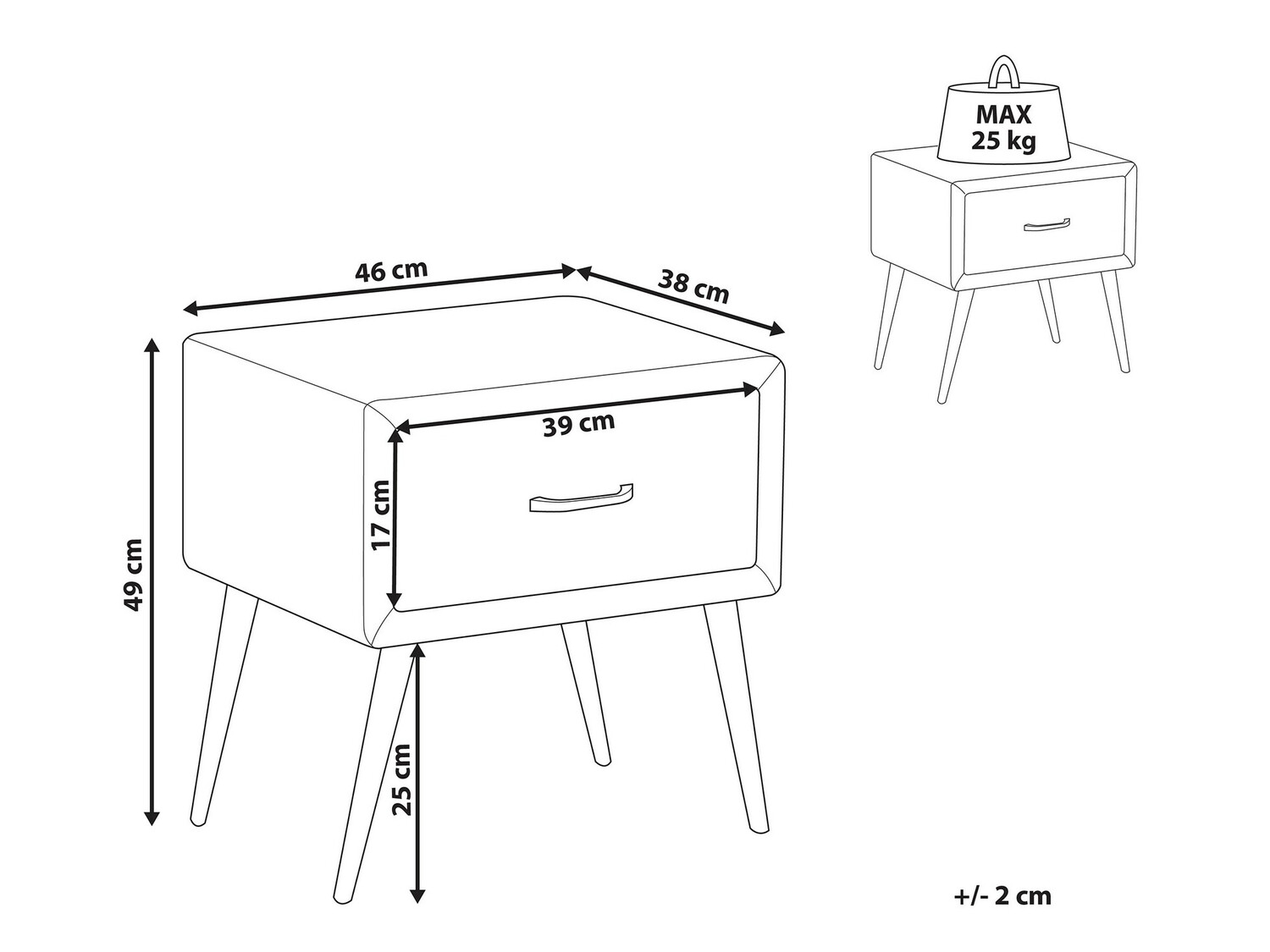 Noćni ormarić Berwyn 325 (Žuta + Zlatna)