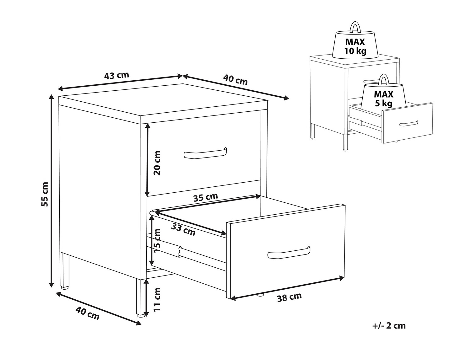 Noćni ormarić Berwyn 330 (Ružičasta)