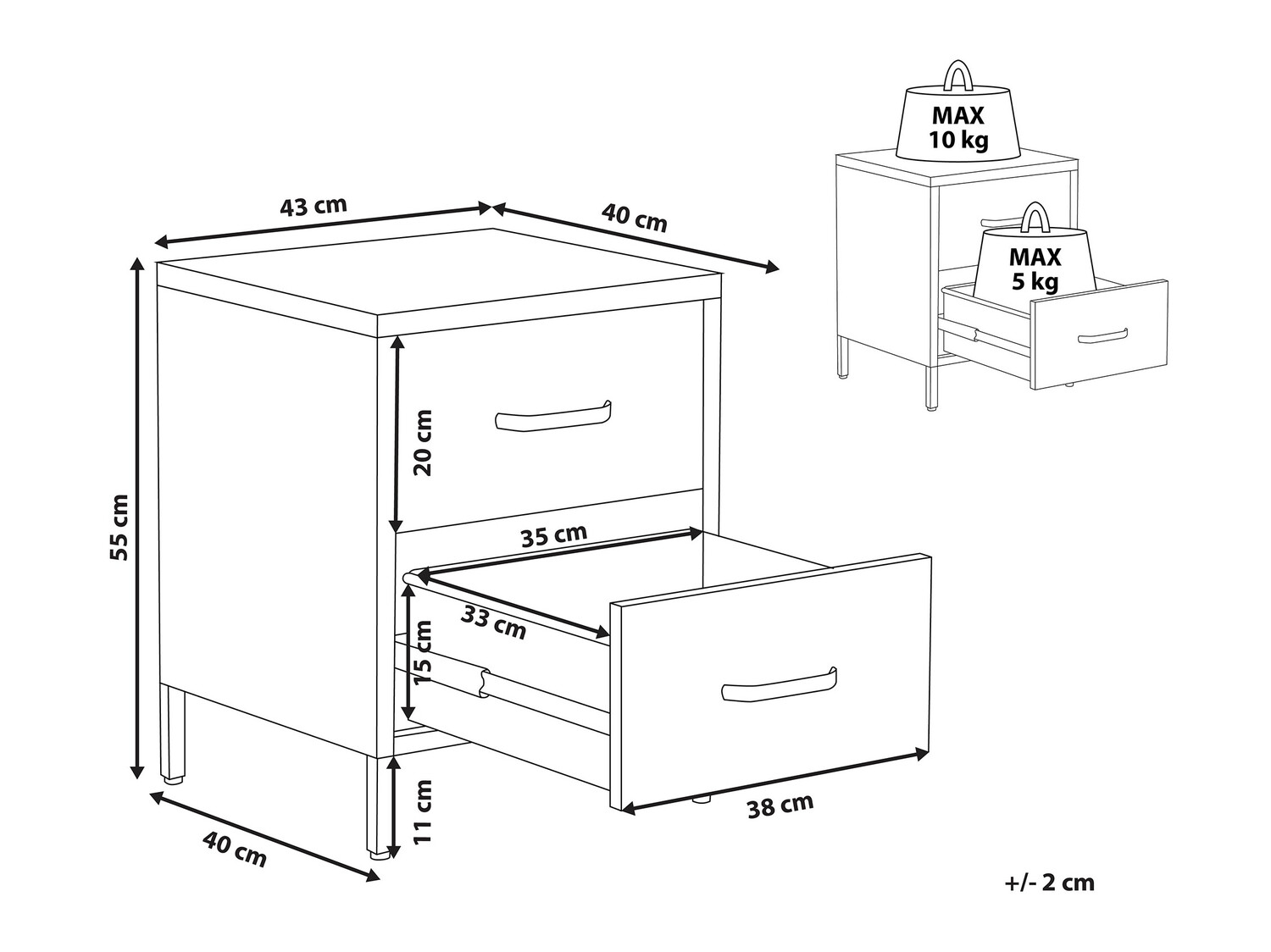 Noćni ormarić Berwyn 330 (Zelena)