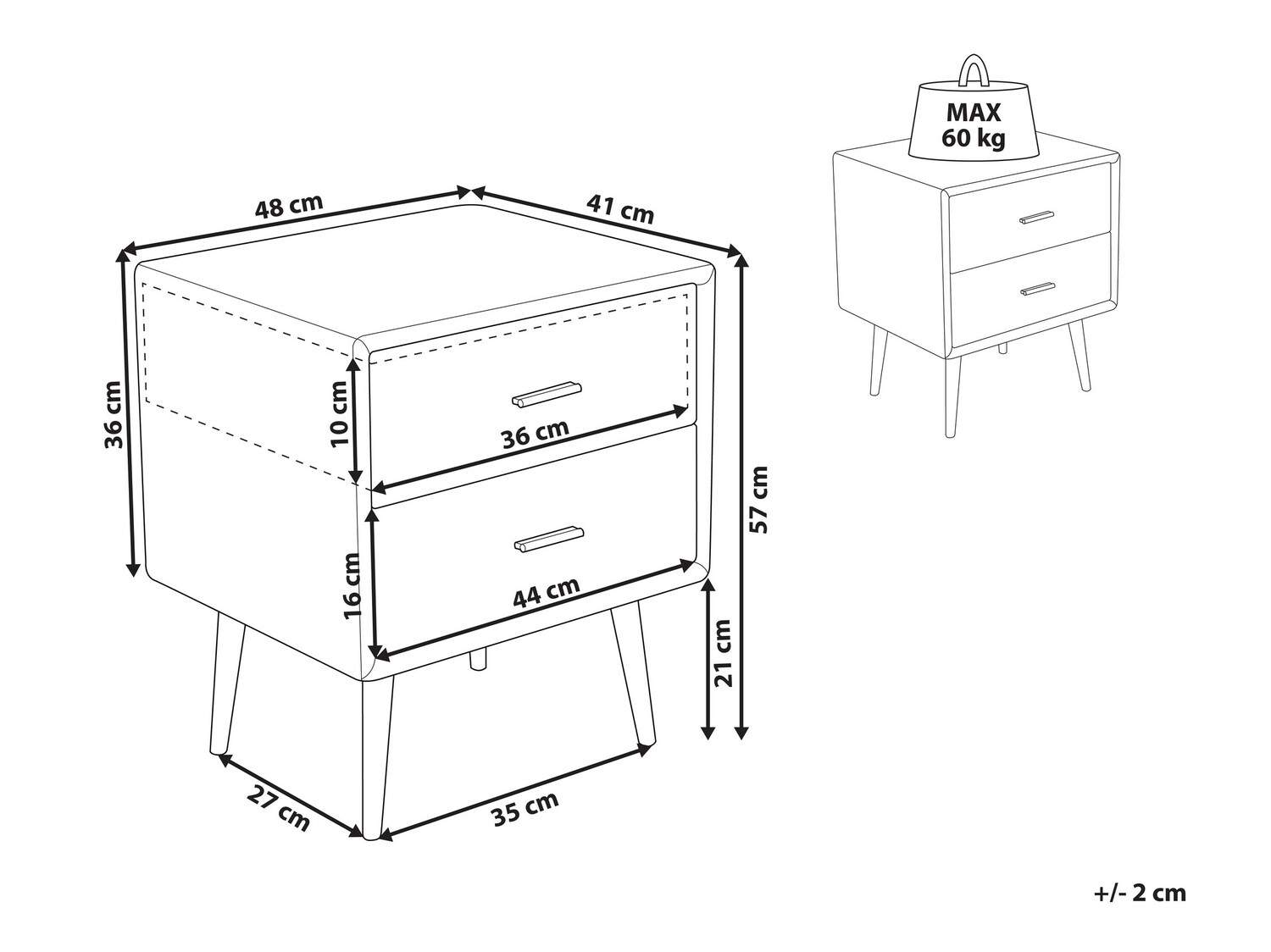 Noćni ormarić Berwyn 337 (Siva + Crna)