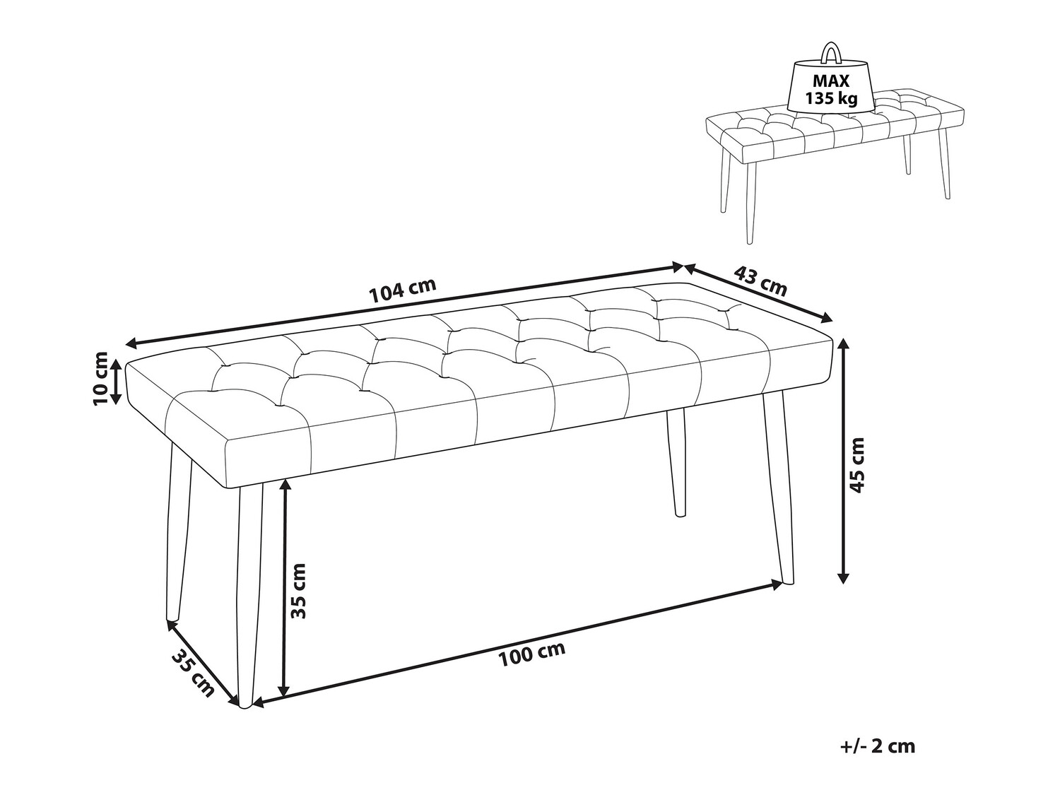 Tapecirana klupa Berwyn 348 (Siva + Crna)