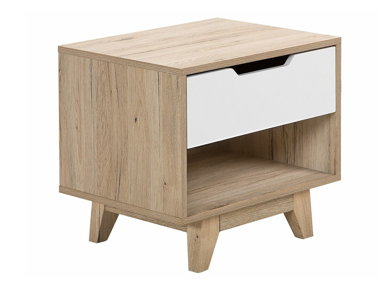 Noćni ormarić Berwyn 351 (Bijela + Svijetlo drvo)