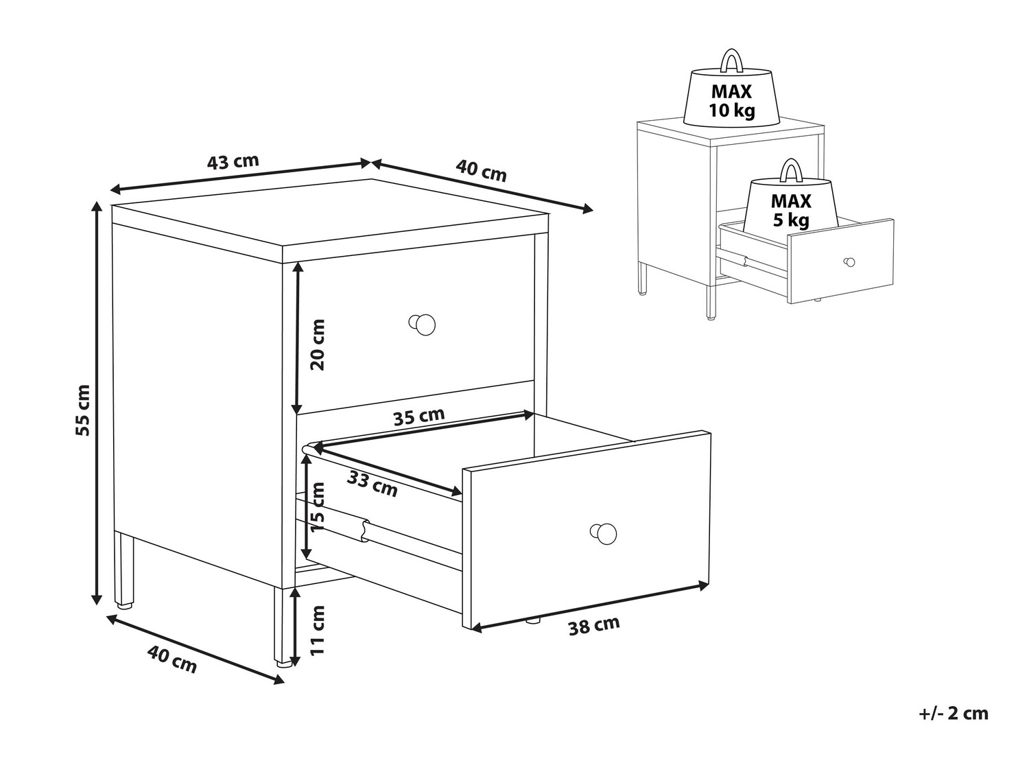 Noćni ormarić Berwyn 356 (Plava)