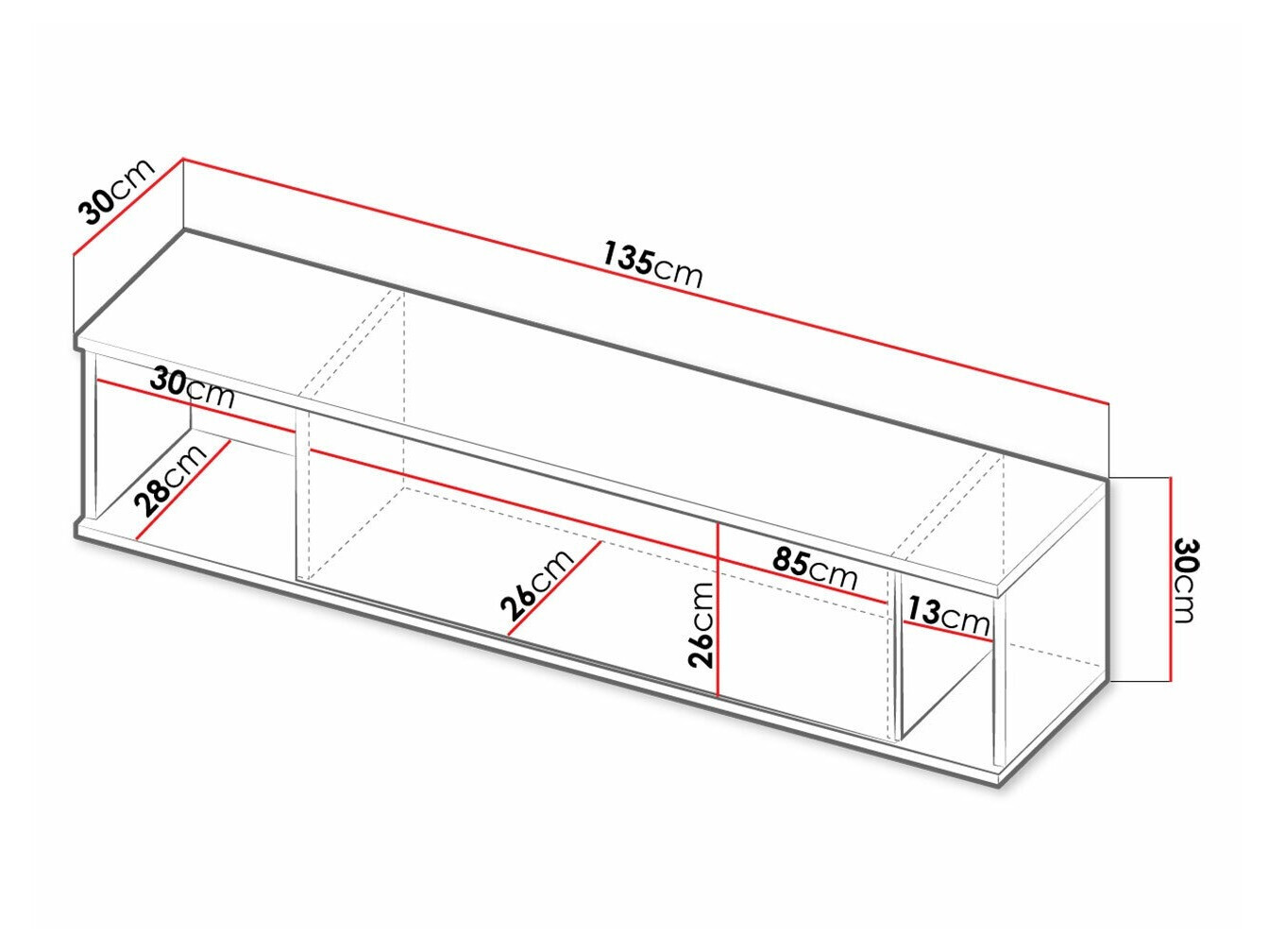 Zidna polica Lomsore 105 (Bijela)
