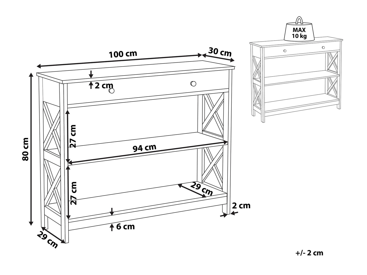 Konzolni stolić Berwyn 389 (Crna)