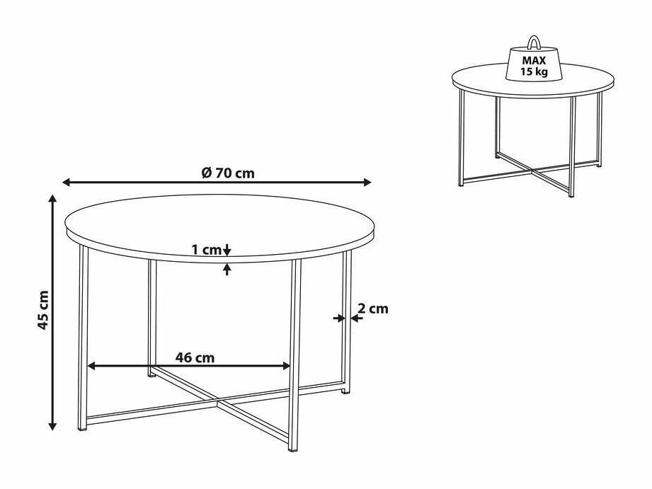 Stolić za kavu Berwyn 392 (Bijeli mramor + Zlatna)