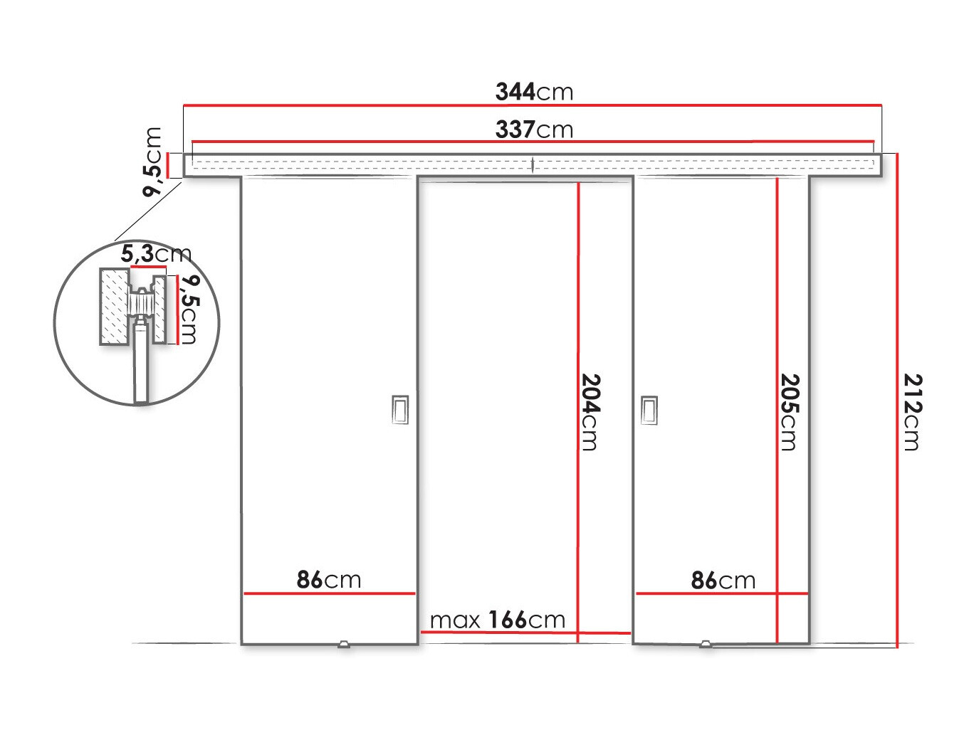 Klizna vrata Dover 200 (Craft hrast)