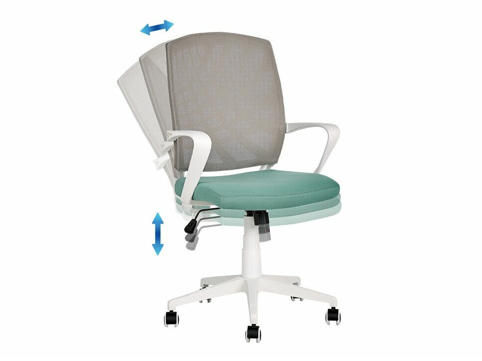 Uredska stolica Berwyn 431 (Bijela + Siva + Tirkiz)