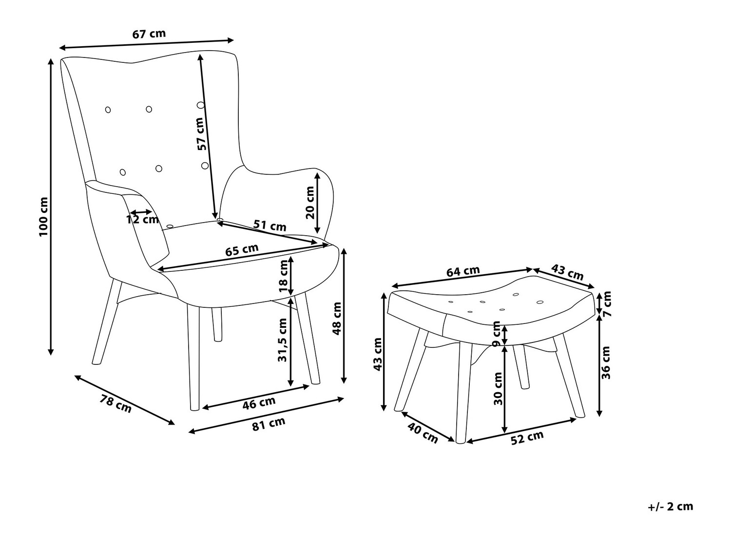 Fotelja Berwyn 450 (Plava + Svijetlo drvo)