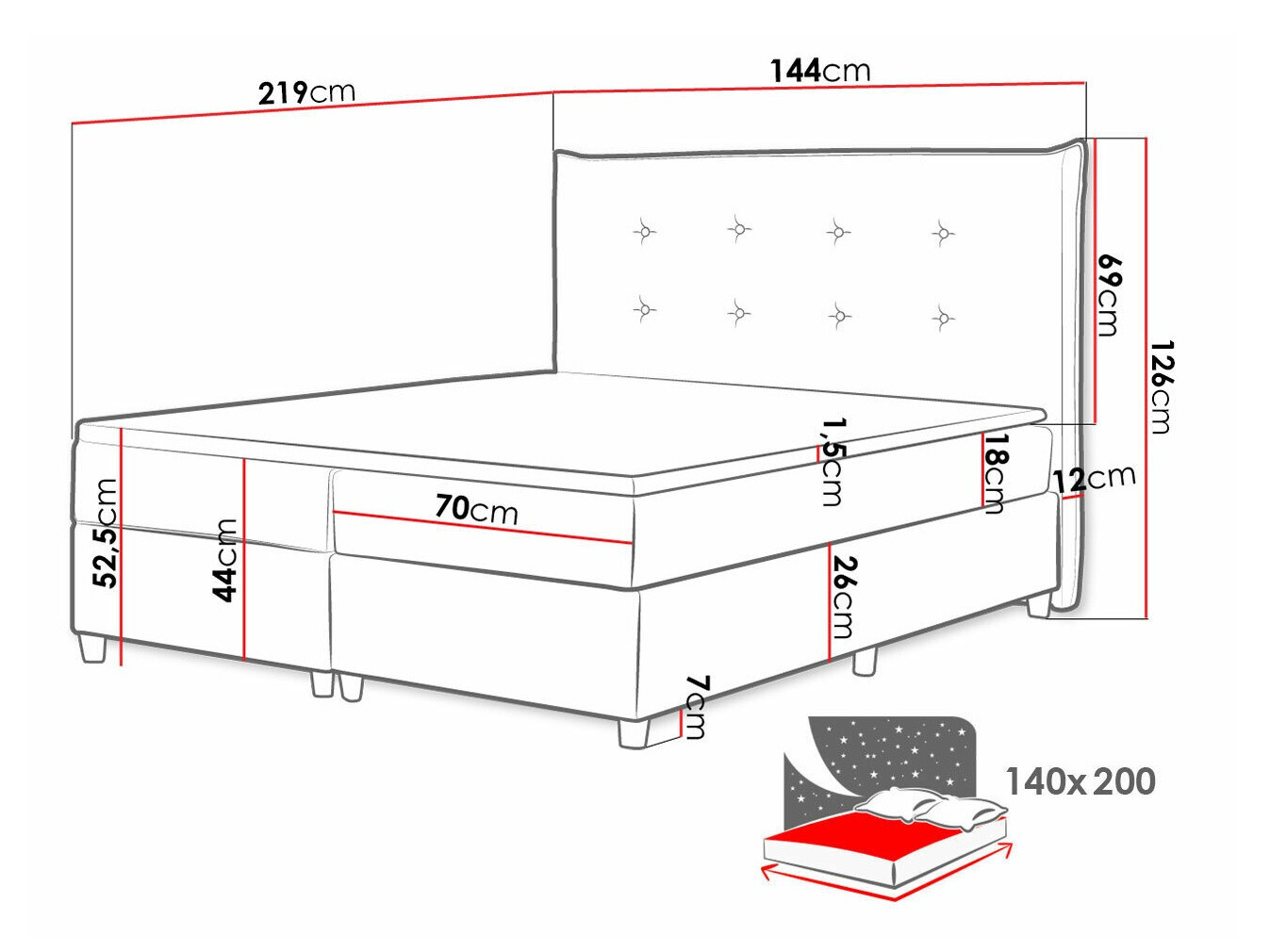 Boxspring krevet Titulus (Uttario Velvet 2979)