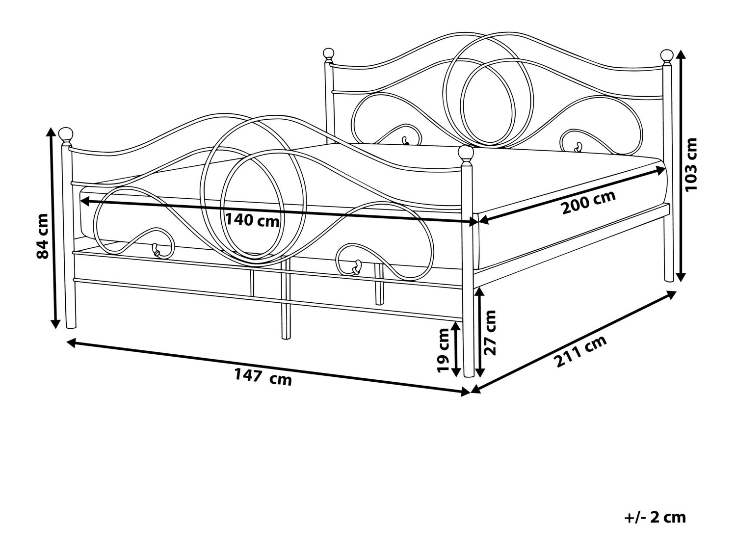 Krevet Berwyn 458 (Crna)