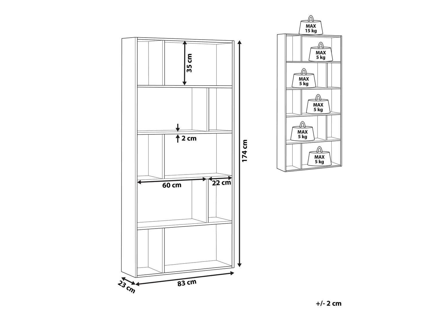 Polica Berwyn 480 (Tamno drvo + Bijela)