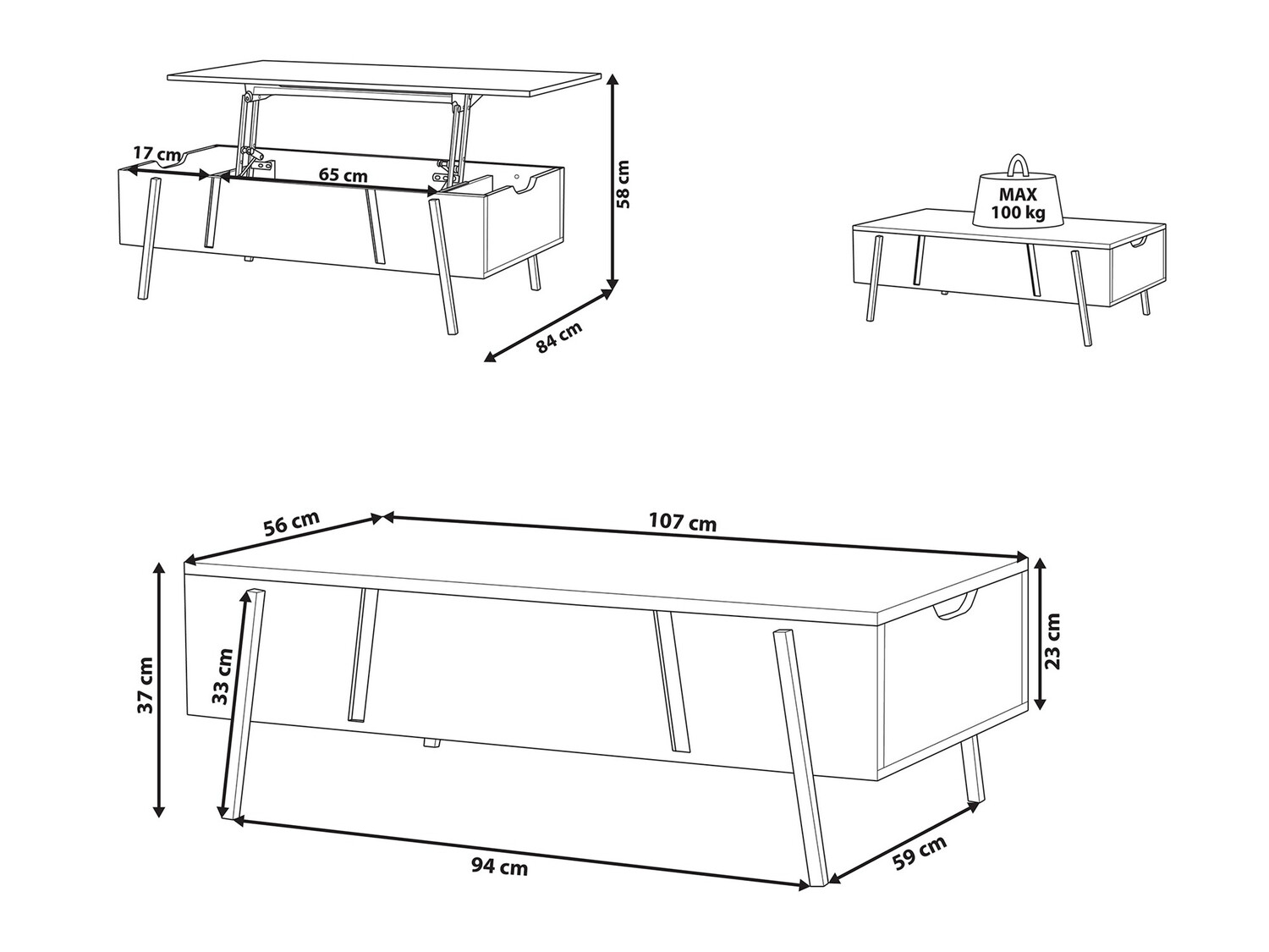 Transformirajući stolić za kavu Berwyn 498