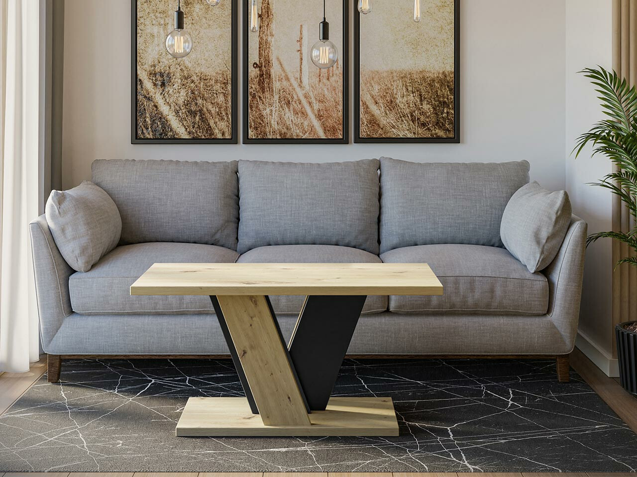 Stolić za kavu Goodyear 128 (Hrast Artisan + Crna)