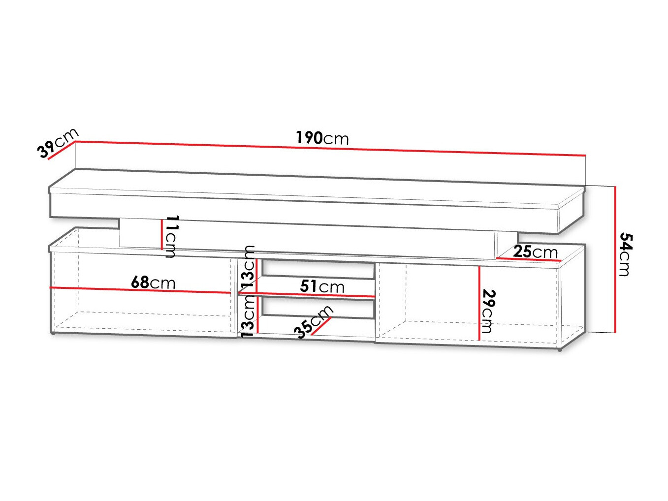 TV stol Monfero (Crna + Sjajno crna)