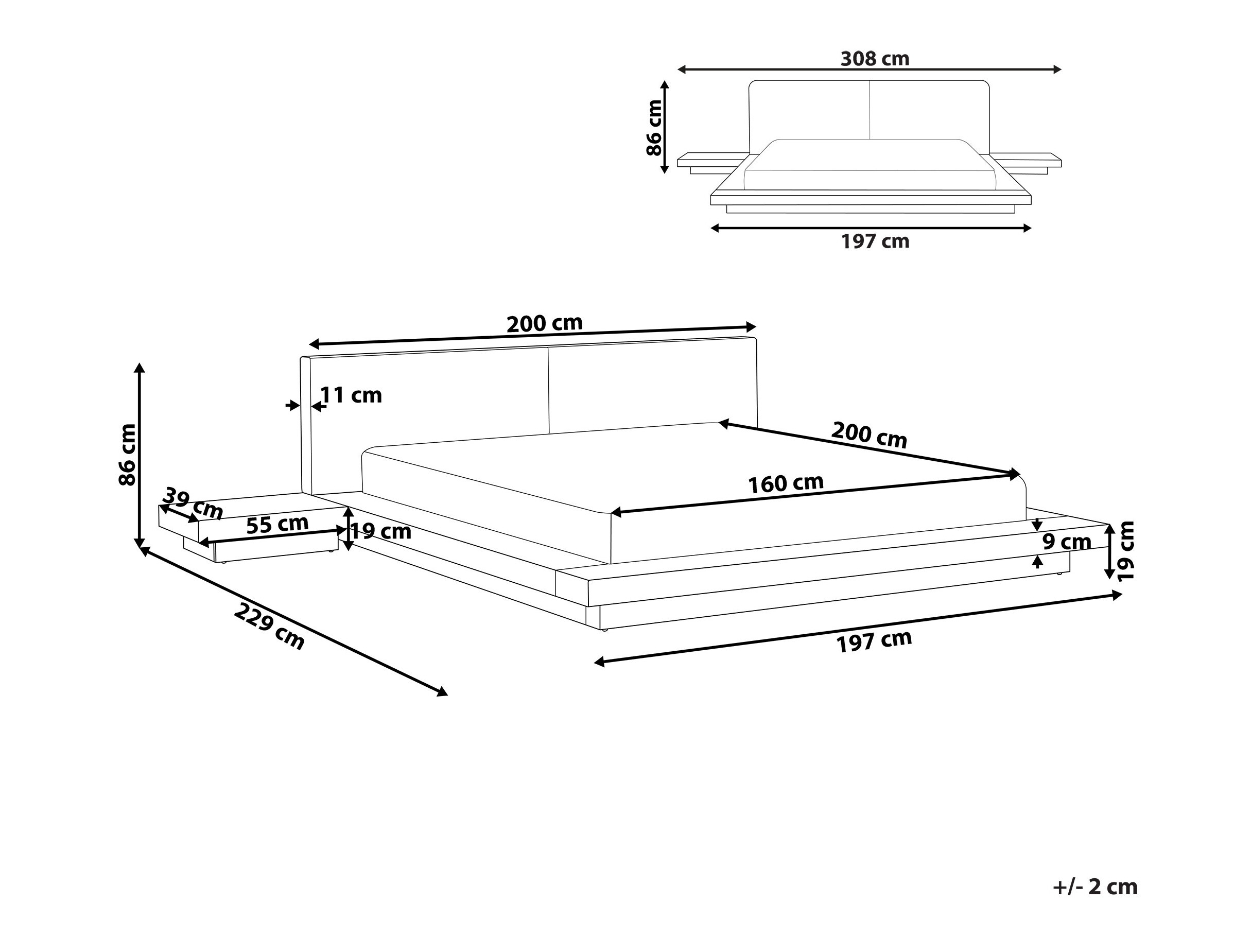 Krevet Berwyn 541 (Smeđa) S noćnim ormarićima