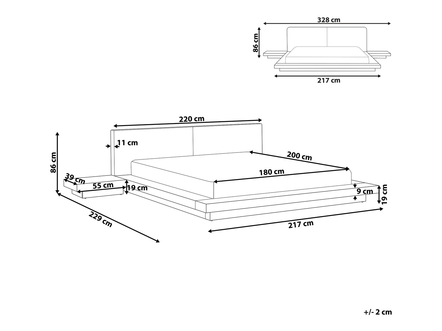 Krevet Berwyn 541 (Tamno drvo) S noćnim ormarićima