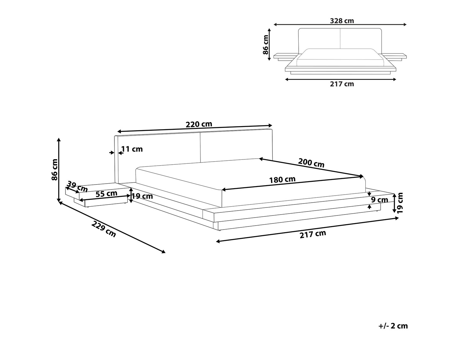 Krevet Berwyn 543 (Smeđa) S noćnim ormarićima