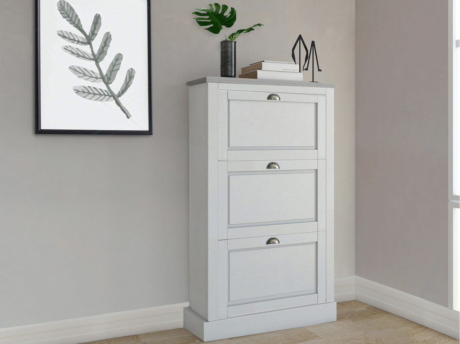 Ormarić za cipele Etviri 103 (Bijela + Siva)