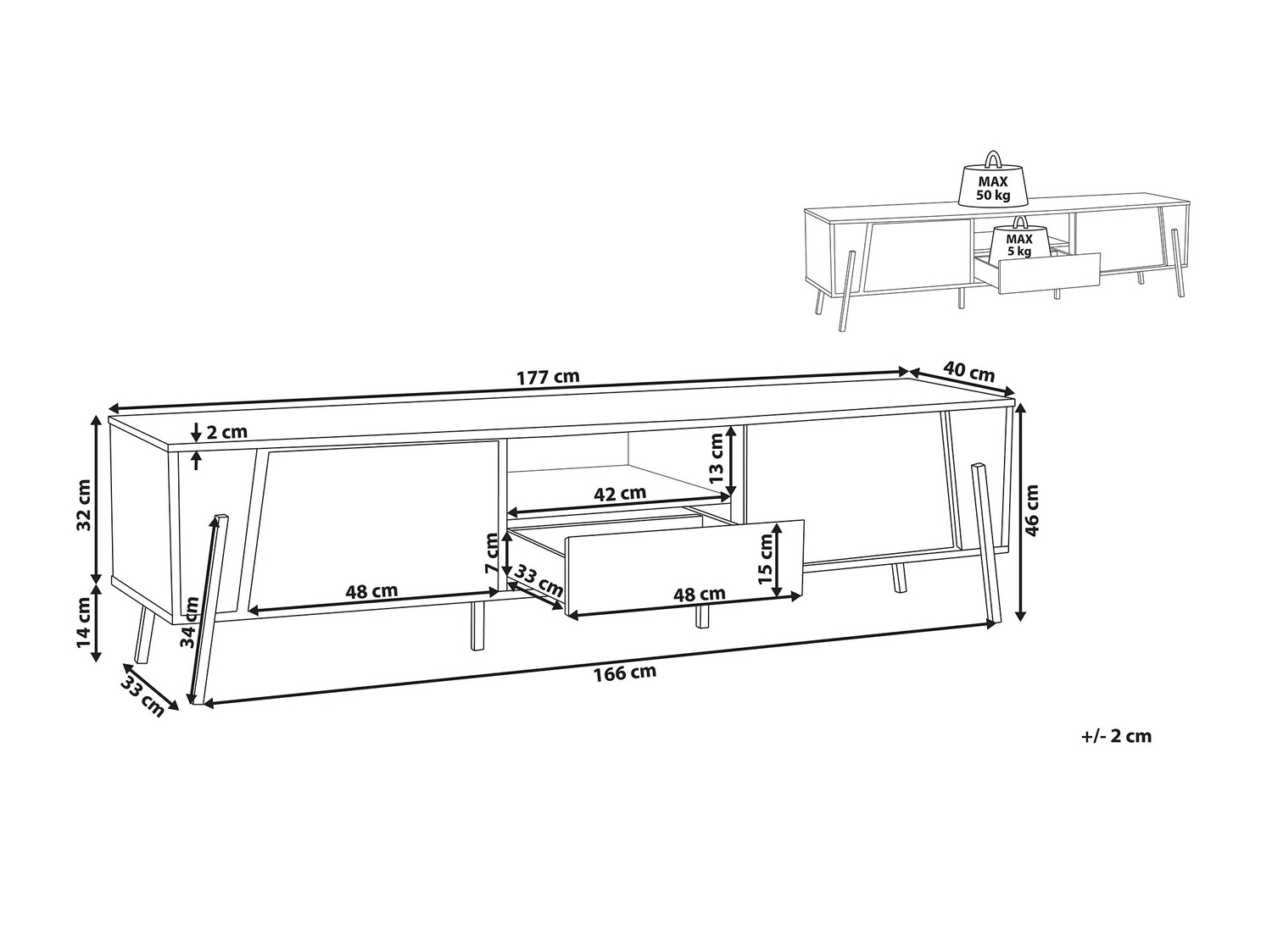 TV stol Berwyn 544 (Tamno drvo + Crna)
